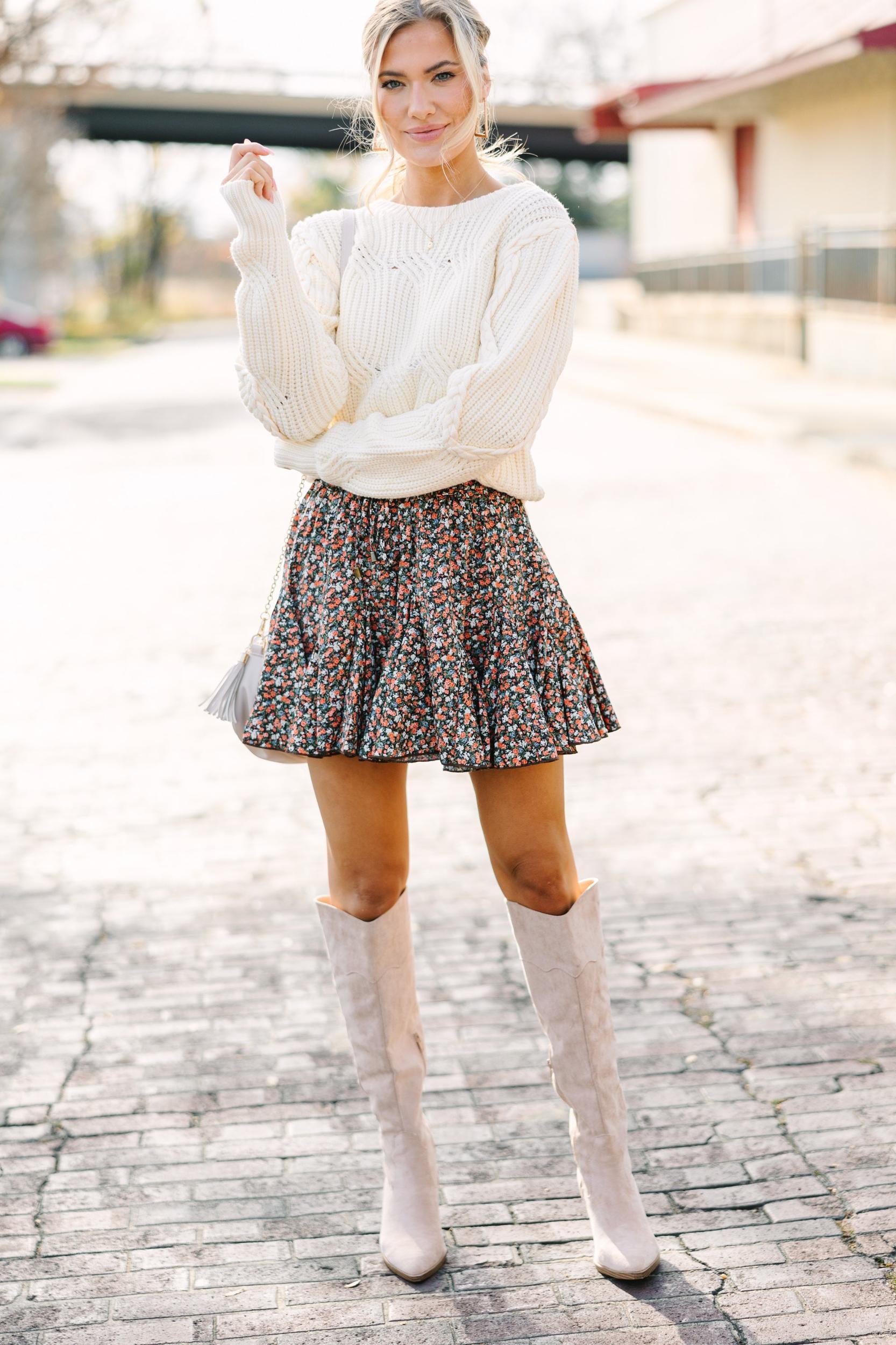 Up To You Brown Ditsy Floral Skort Female Product Image