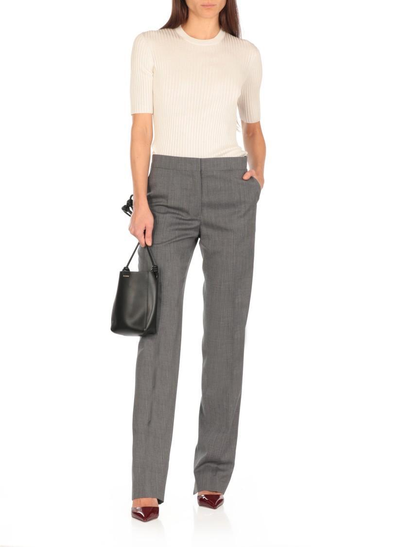 JIL SANDER Ivory Silk T-shirt In Beige Product Image