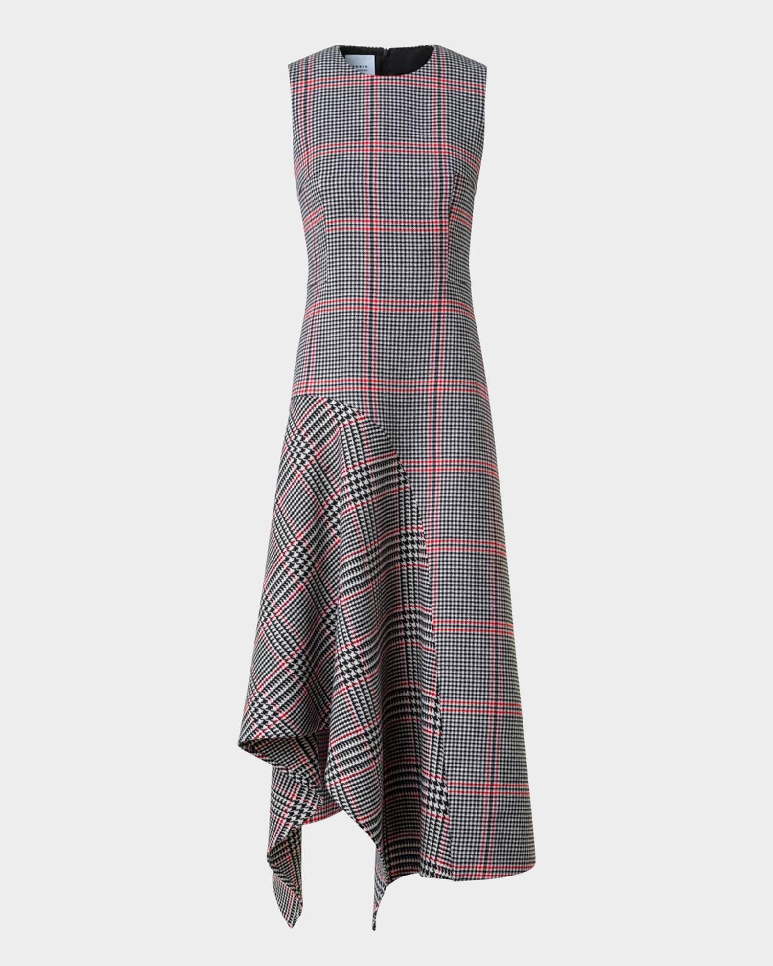 Houndstooth Wool Fresco Midi Dress Product Image