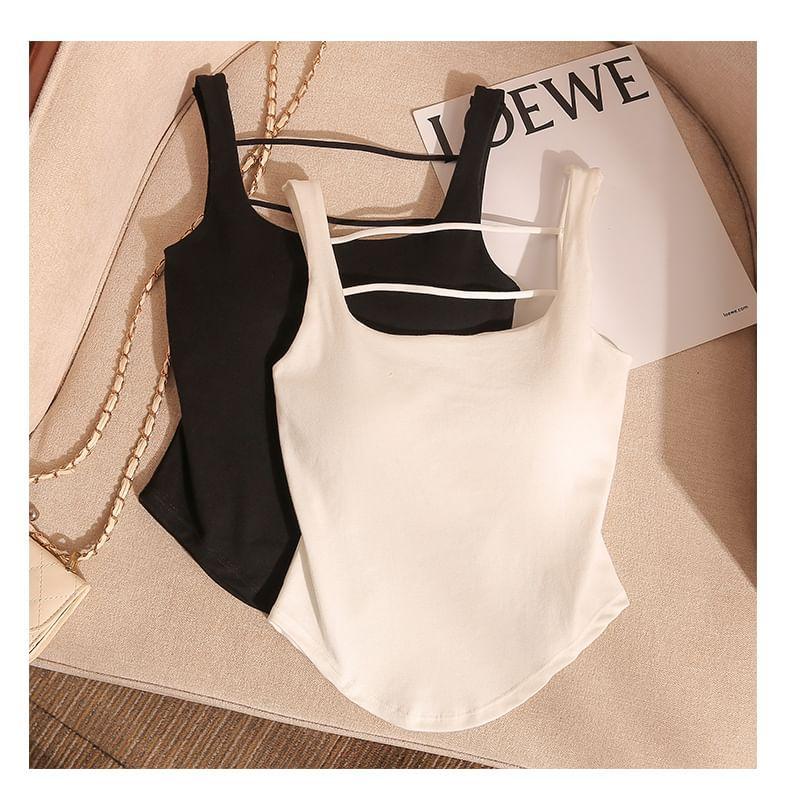 Square Neck Plain Crop Camisole Top Product Image