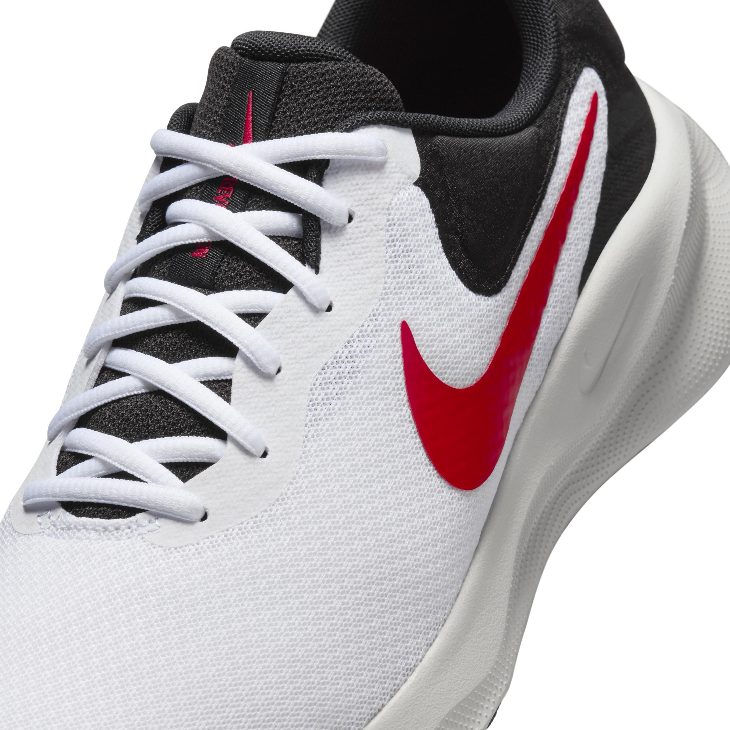 Nike Revolution 7 Men's Road Running Shoes, Size: 11, White Red Black Product Image