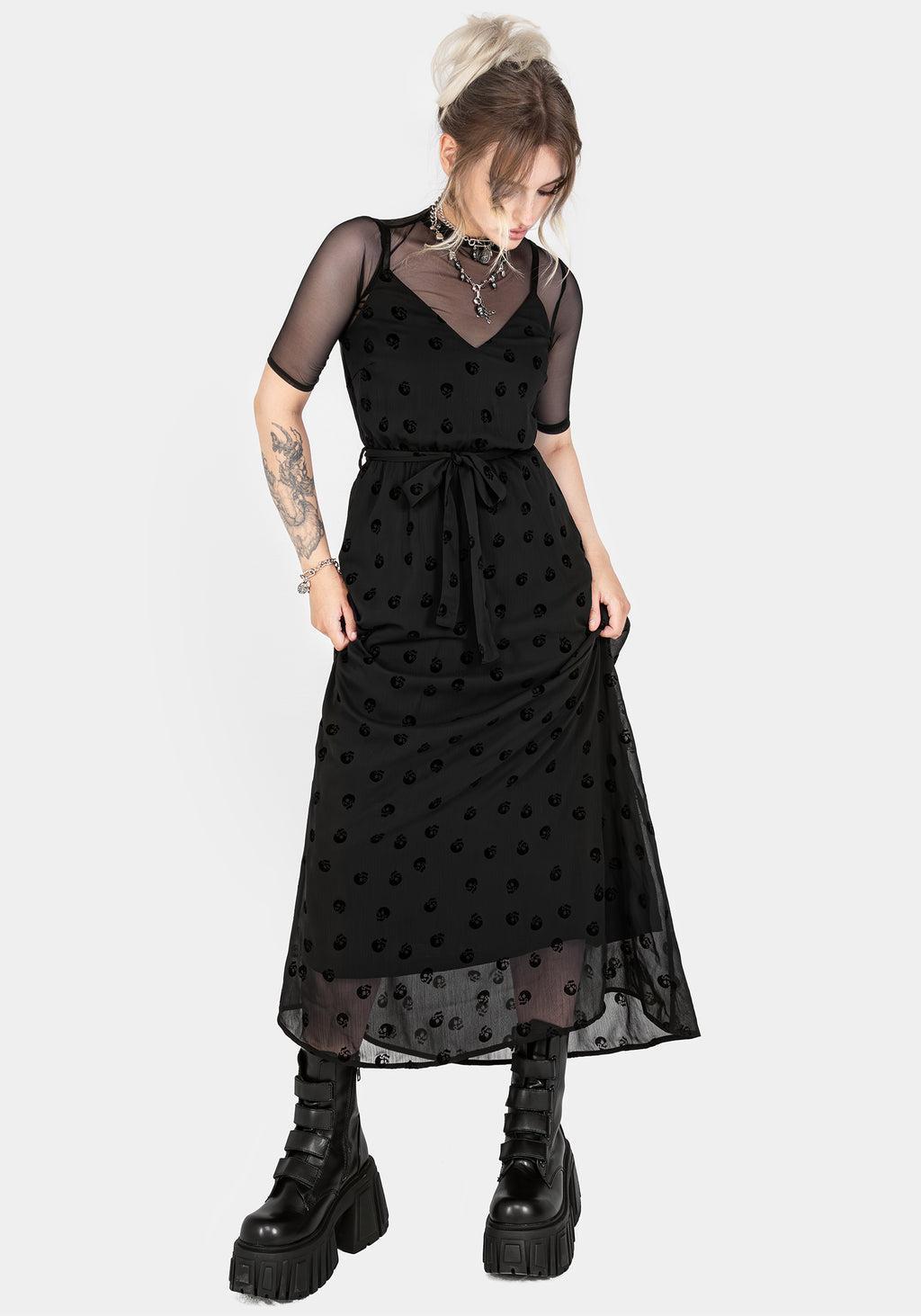 Bones Flocked Chiffon Maxi Cami Dress Product Image