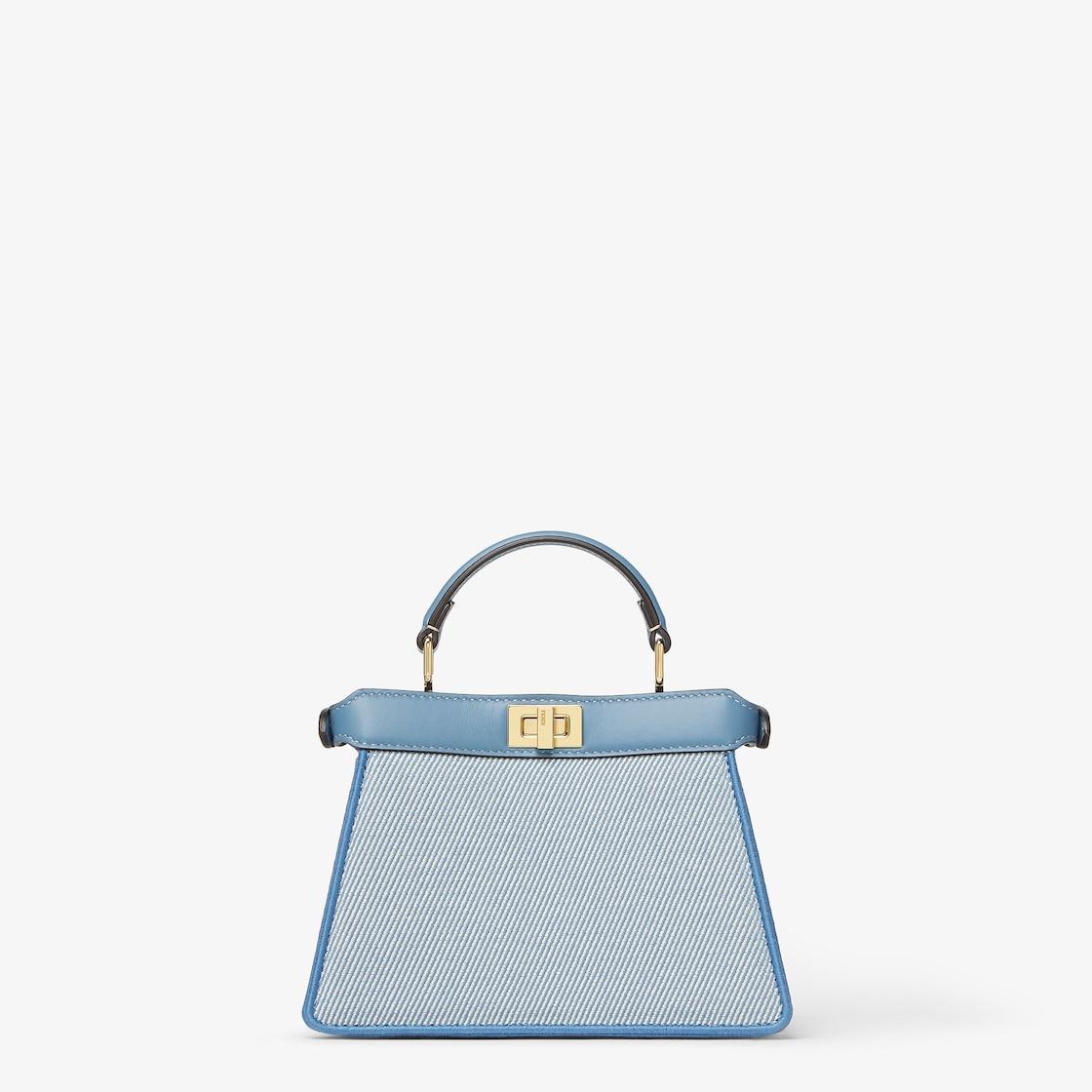 Peekaboo ISeeU PetiteFendi Flower Bouquet blue denim-effect jacquard bag Product Image