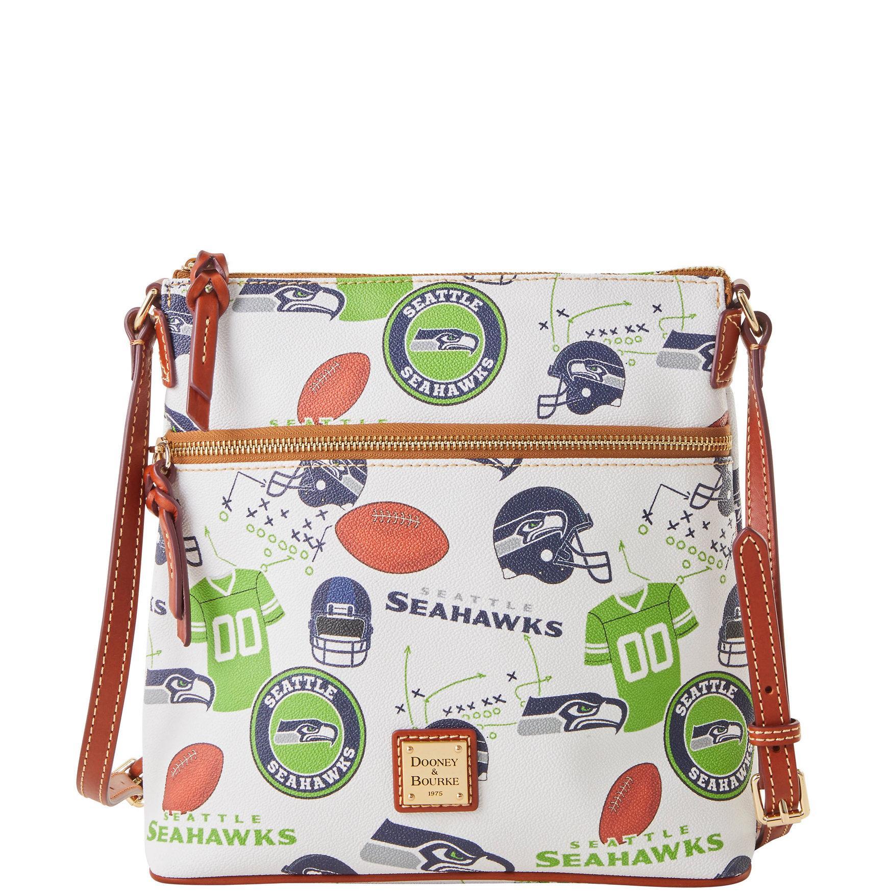 Dooney & Bourke Womens NFL Seahawks Crossbody Coated Cotton Shoulder Bag in White Multi Product Image