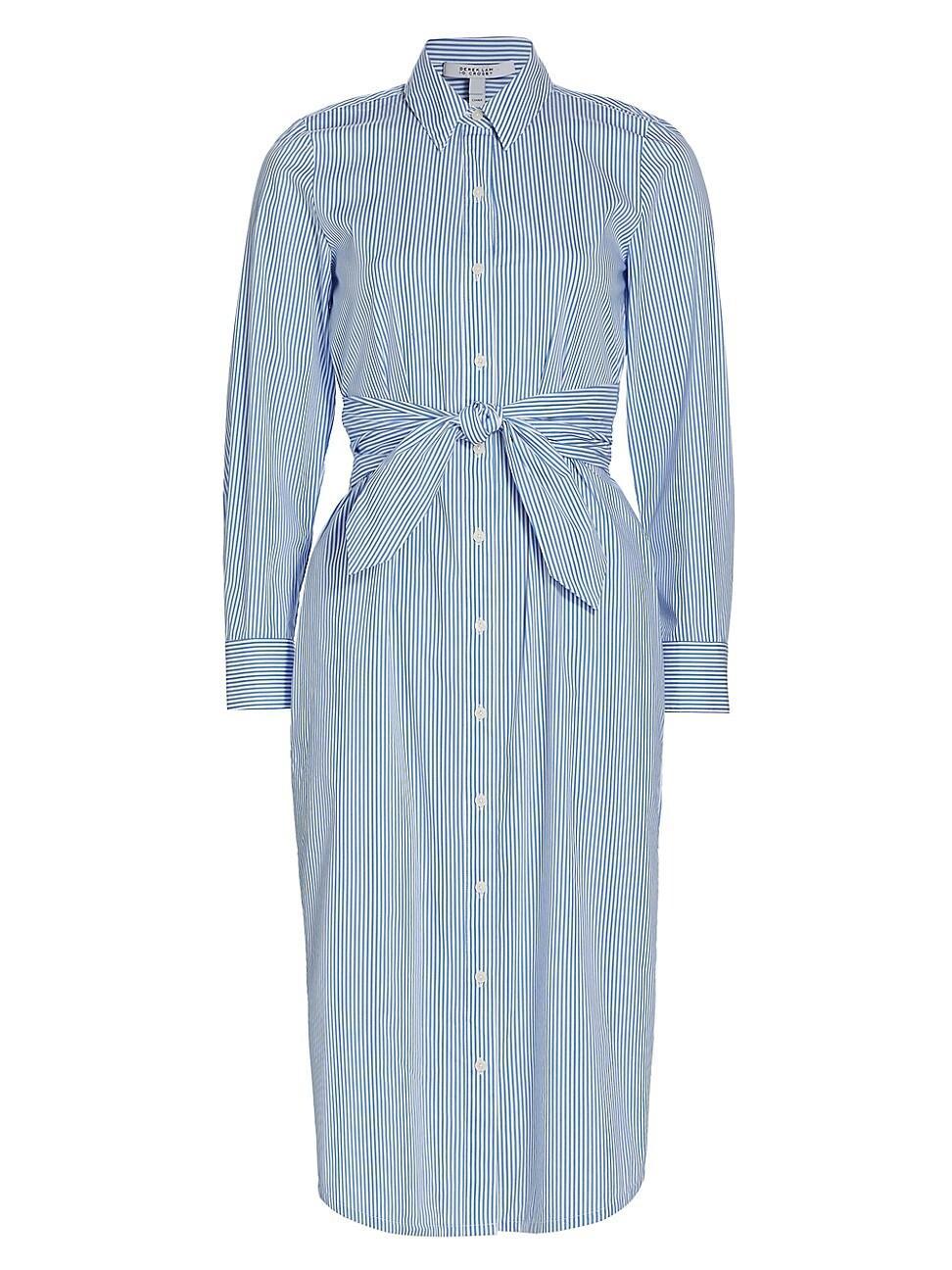 Womens Veronica Striped Cotton Tie-Waist Shirtdress Product Image