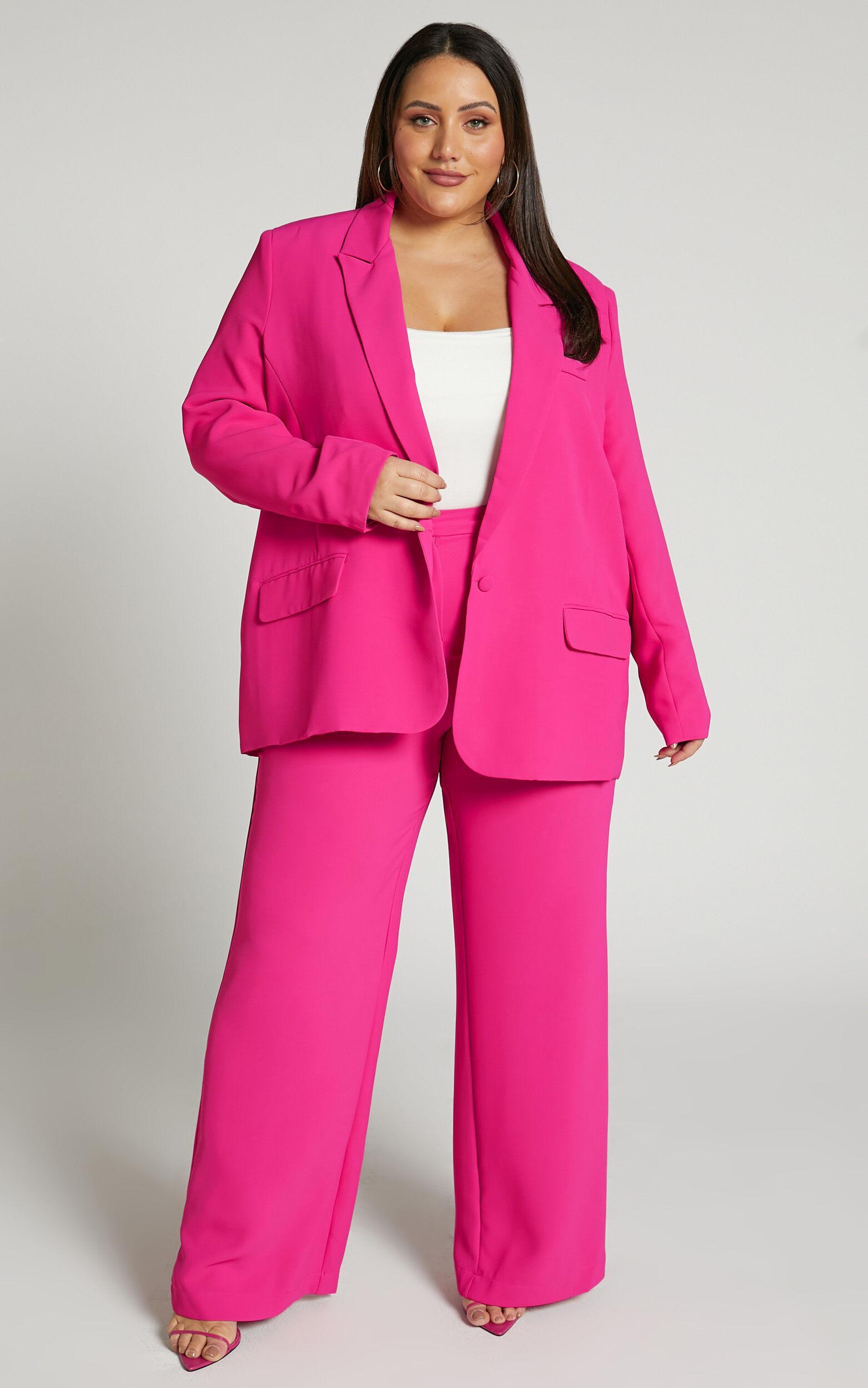 Bonnie Pants - High Waisted Tailored Wide Leg Pants in Pink Product Image