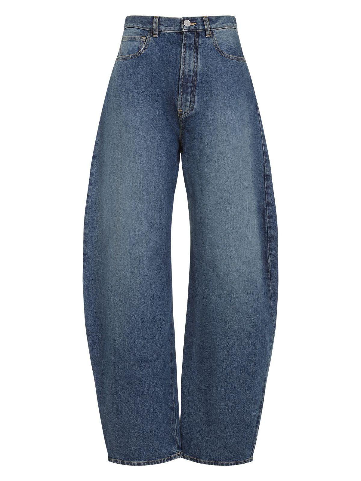ALAÏA Women's Barrel-leg Jeans In Blue Product Image