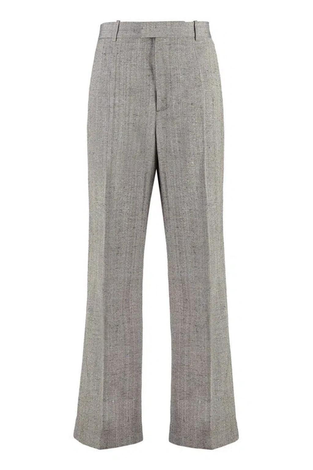 BOTTEGA VENETA Women's Wool And Silk Flares Pants In Grey Product Image