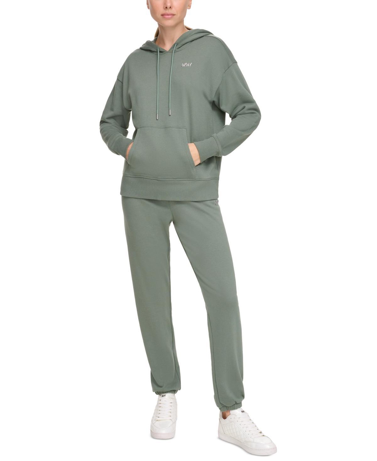 Dkny Sport Womens Metallic Logo Fleece Jogger Sweatpants - Black Product Image