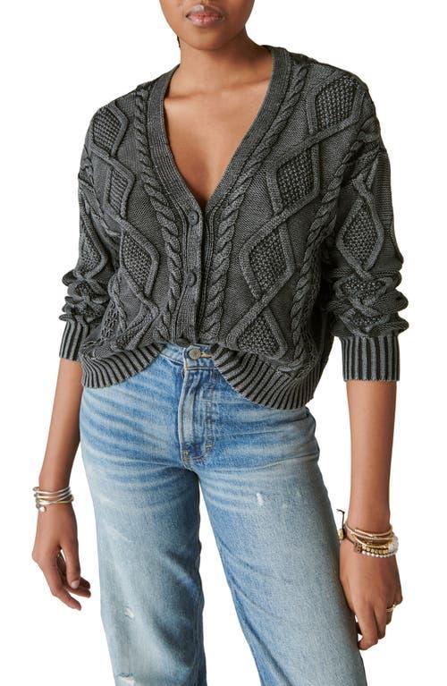 Lucky Brand Womens Cable-Stitch Long-Sleeve Cardigan Product Image