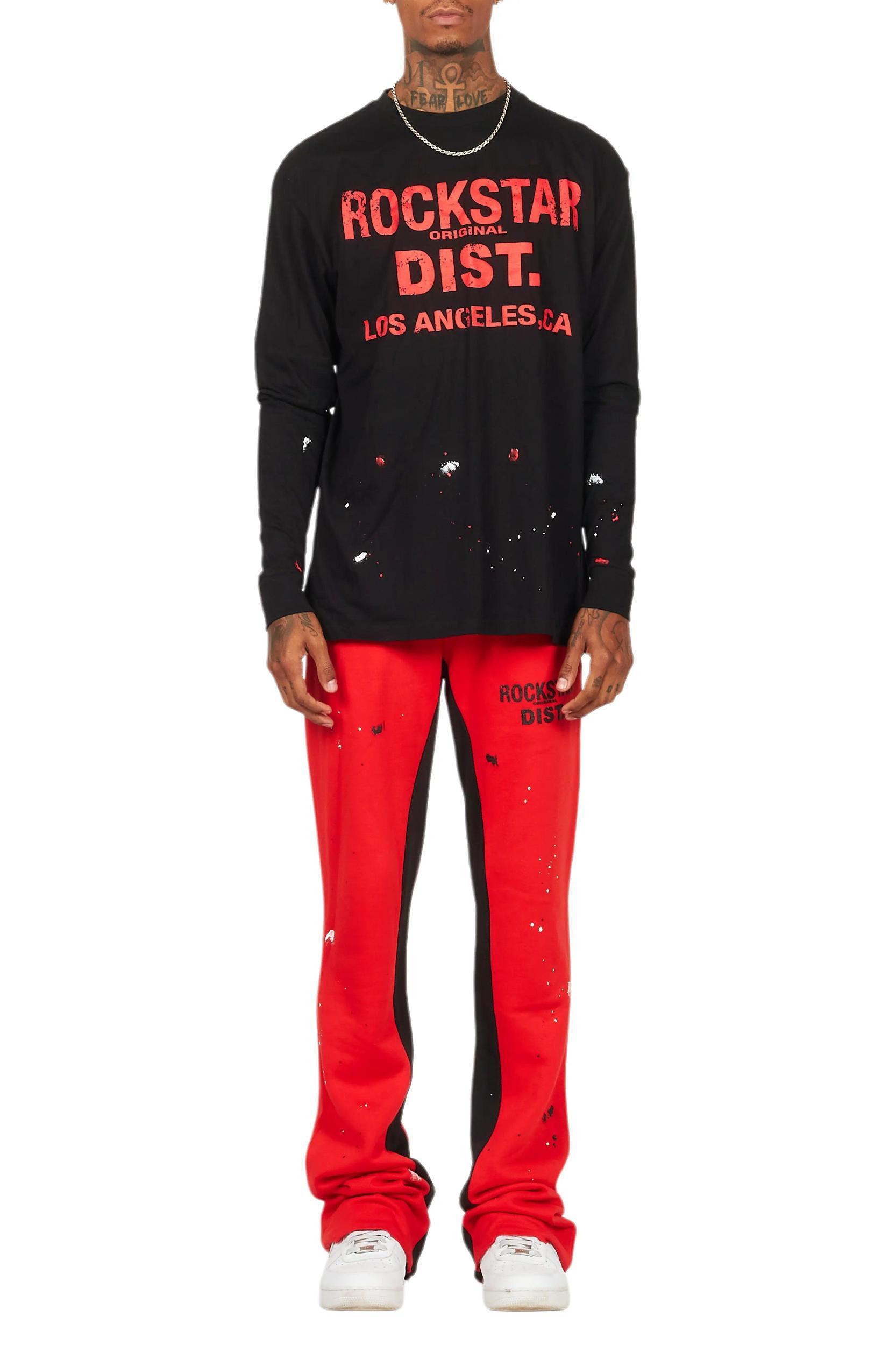 Scottie Red/Black Long Sleeve T-Shirt/Baggy Pant Set Male Product Image