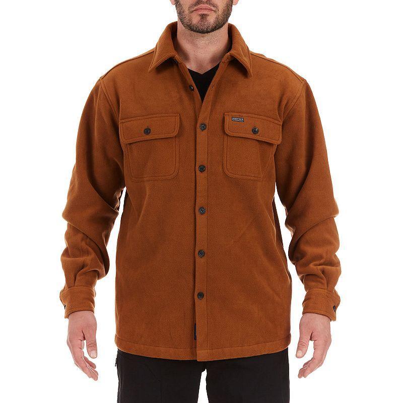 Men's Smith's Workwear Sherpa-Lined Fleece Shirt Jacket, Size: Large, Camel Brown Product Image