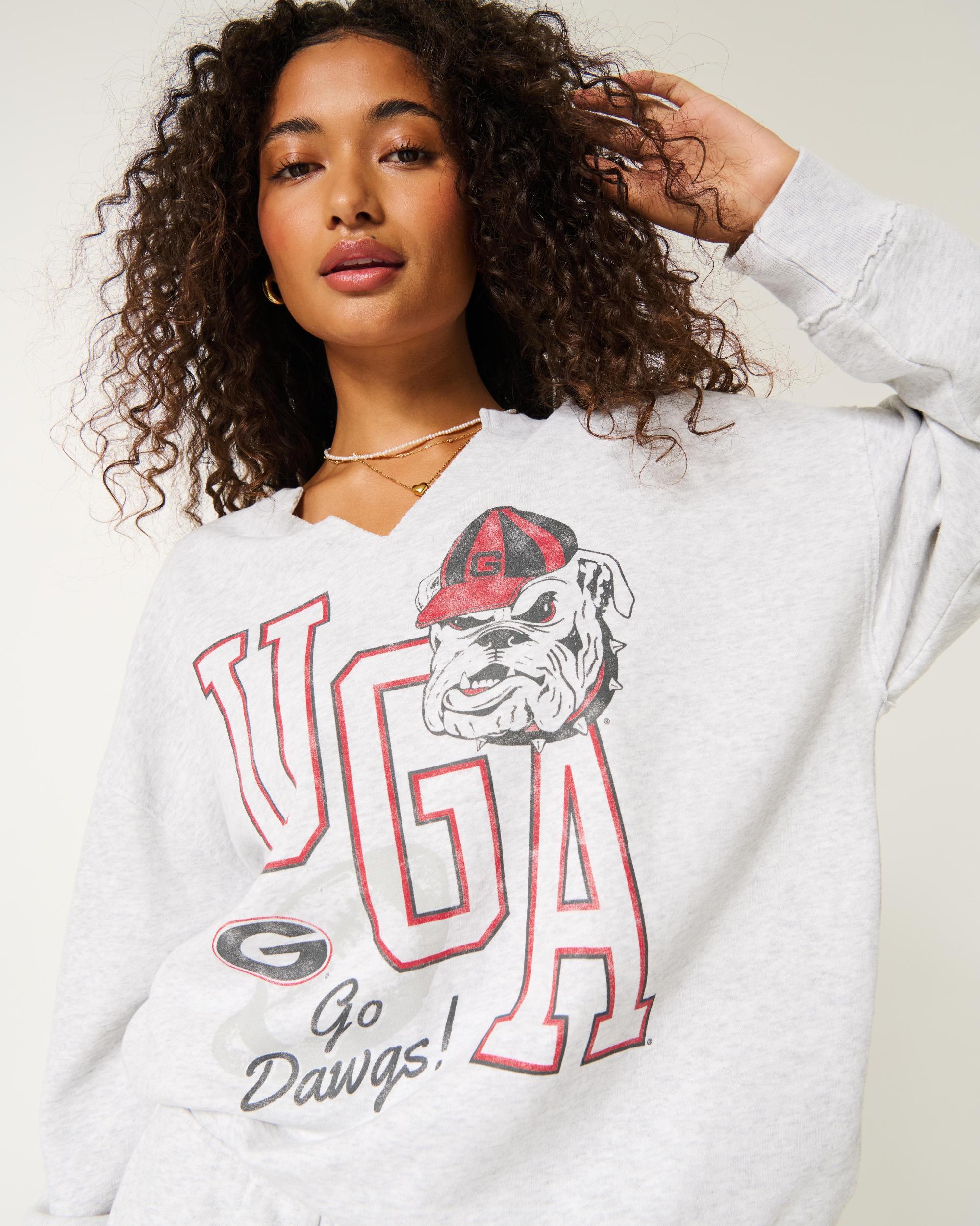 Oversized Camo Number Graphic Notch-Neck Sweatshirt Product Image