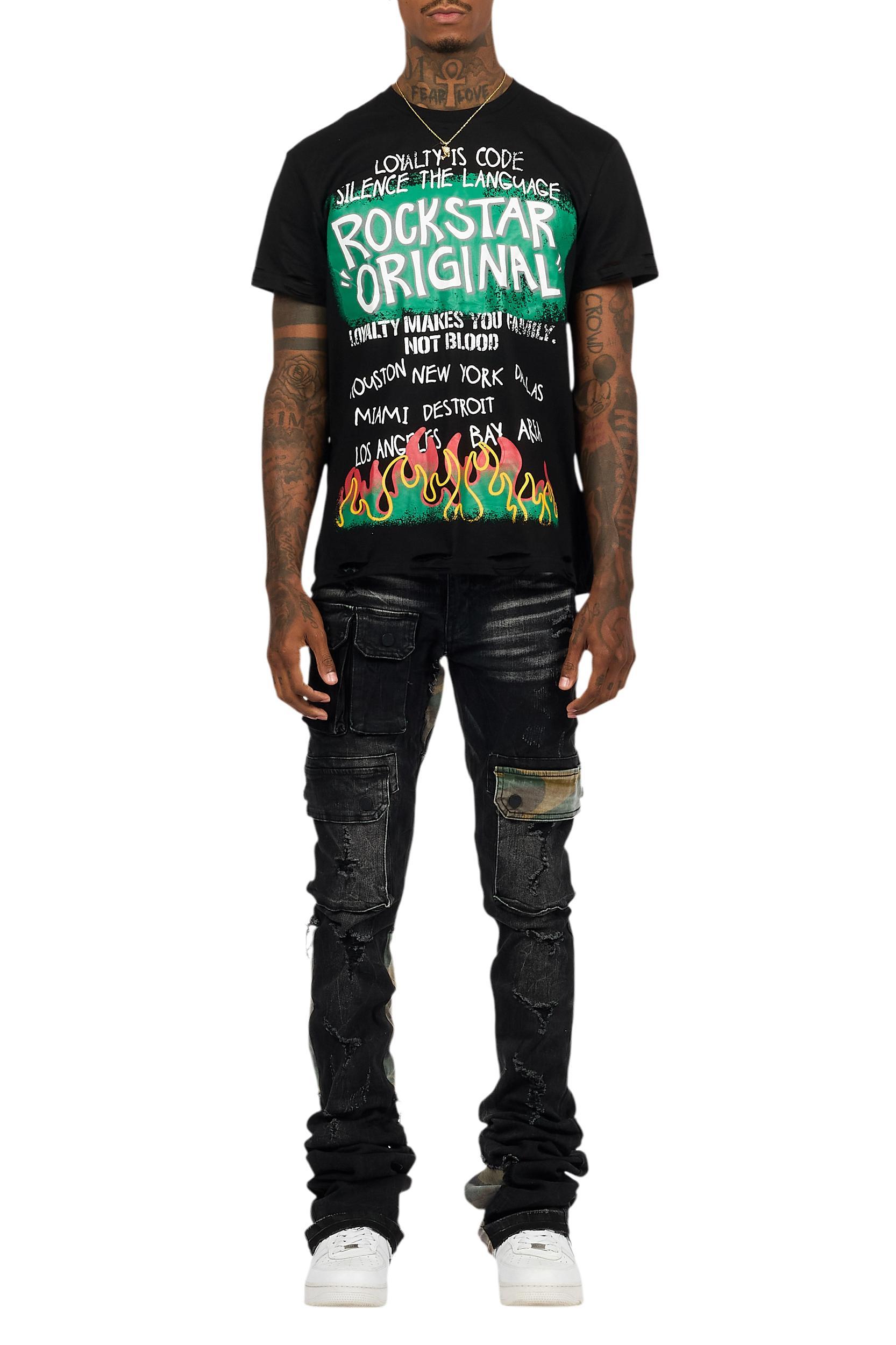 Beno Black T-Shirt/Super Stacked Flare Jean Bundle Male Product Image