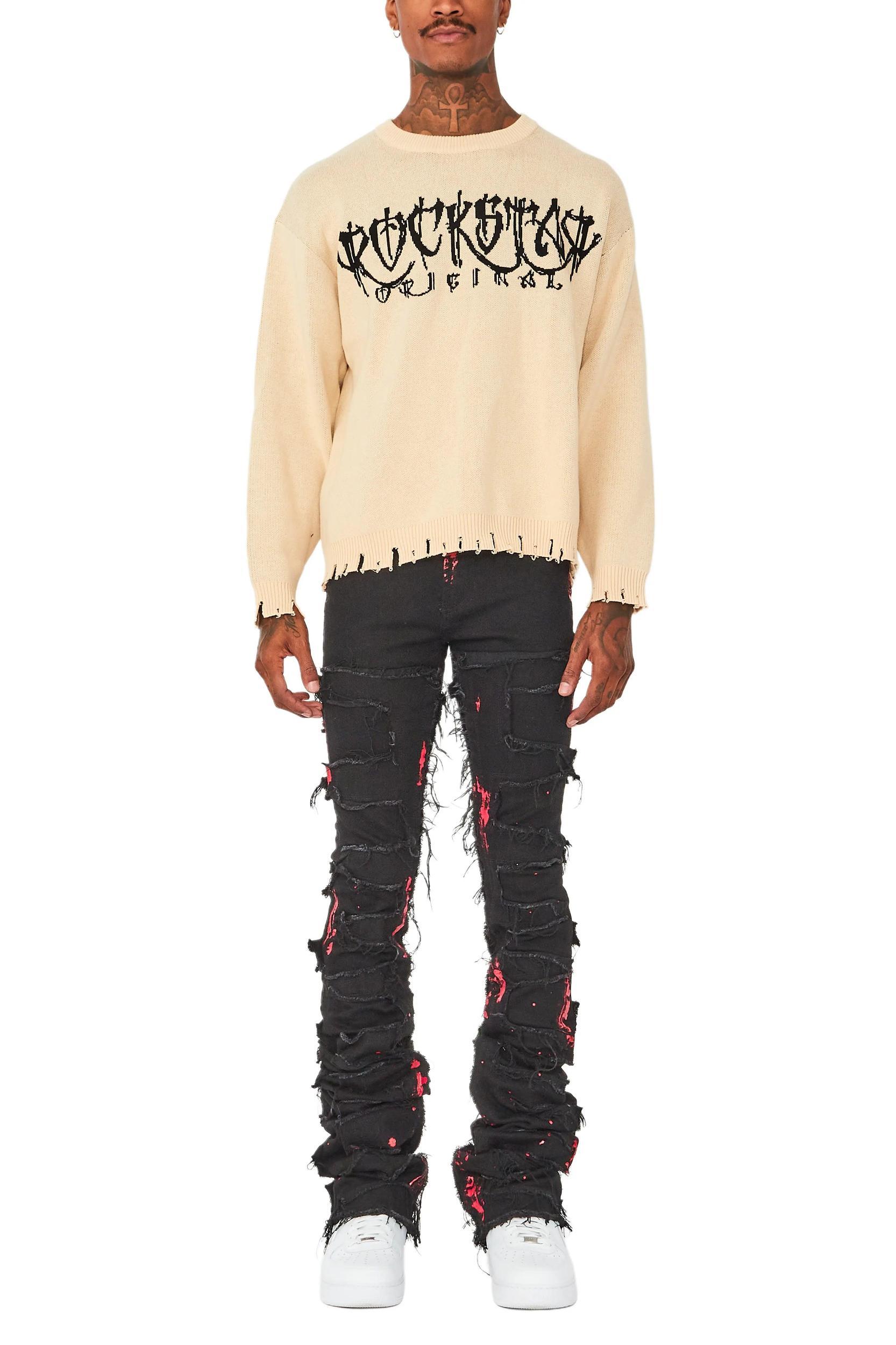 Kaleb Beige Knit Sweater Male Product Image