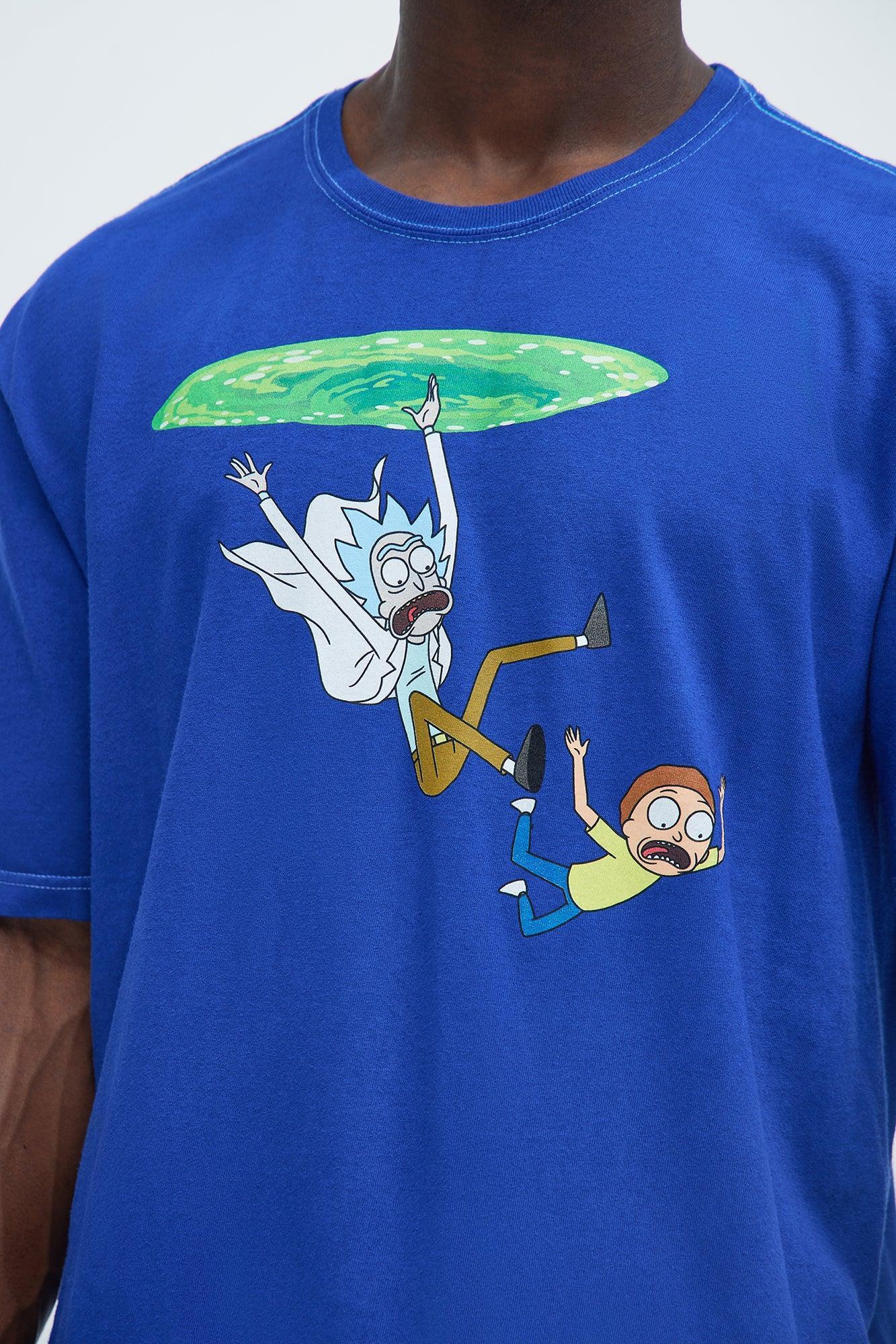 Rick And Morty Dropping In Short Sleeve Tee - Blue Product Image