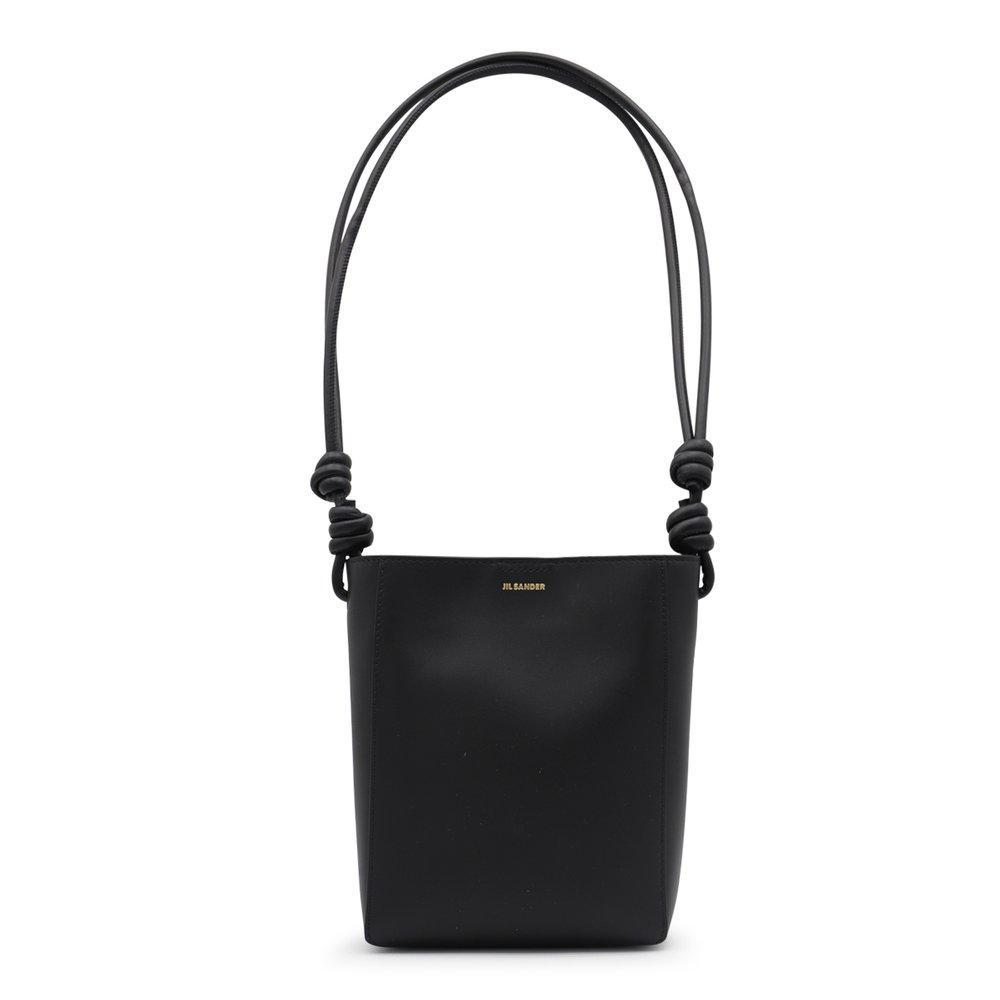 JIL SANDER Logo Printed Knotted Shoulder Bag In Black Product Image