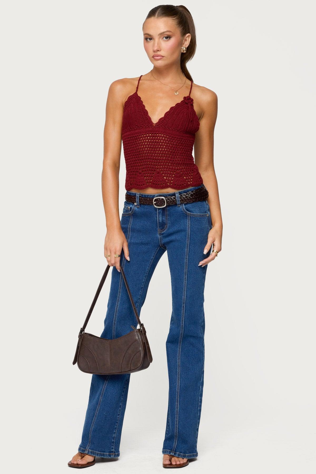 Delila Crochet V Neck Top Product Image