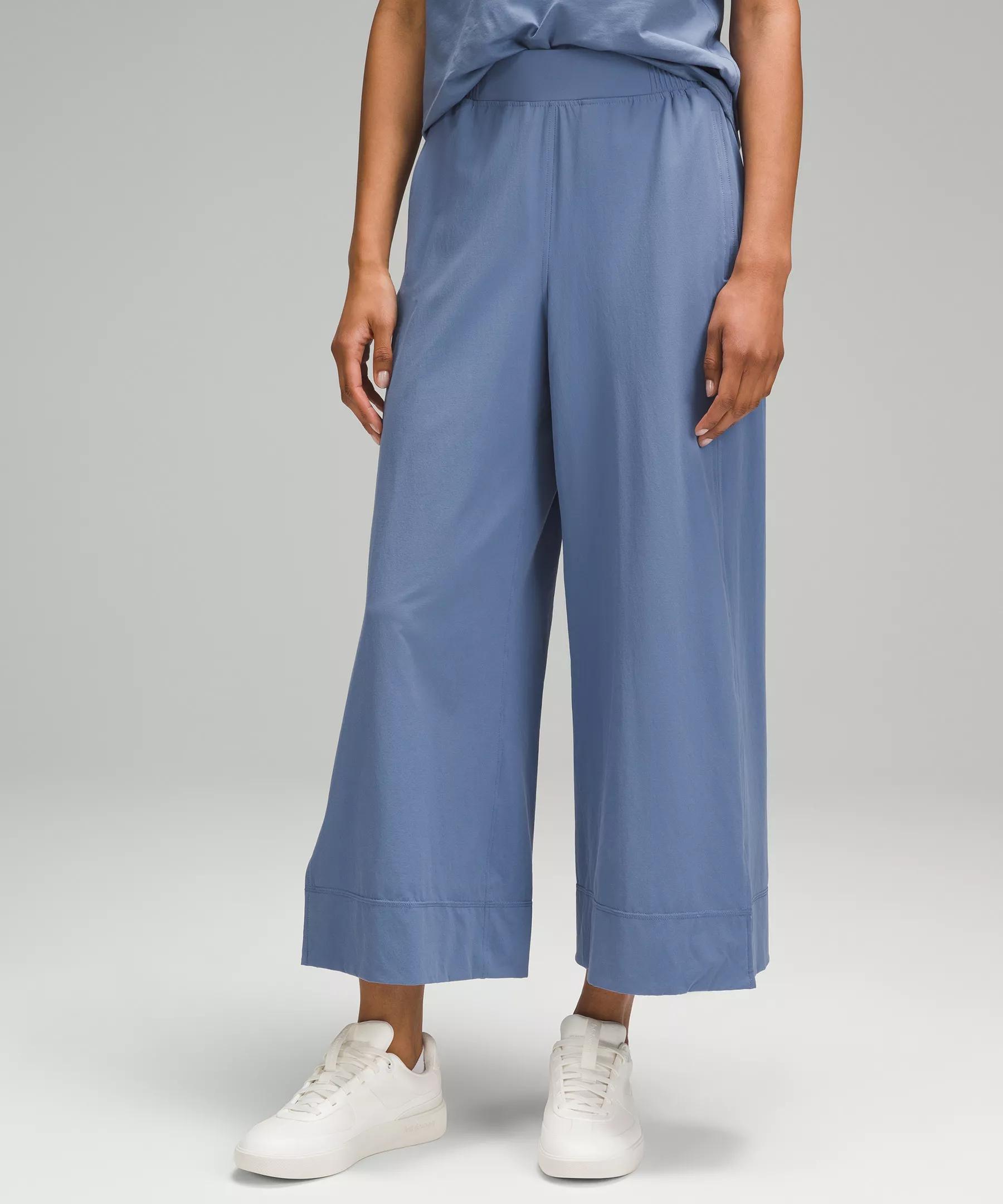 Stretch Woven High-Rise Wide-Leg Cropped Pant Product Image