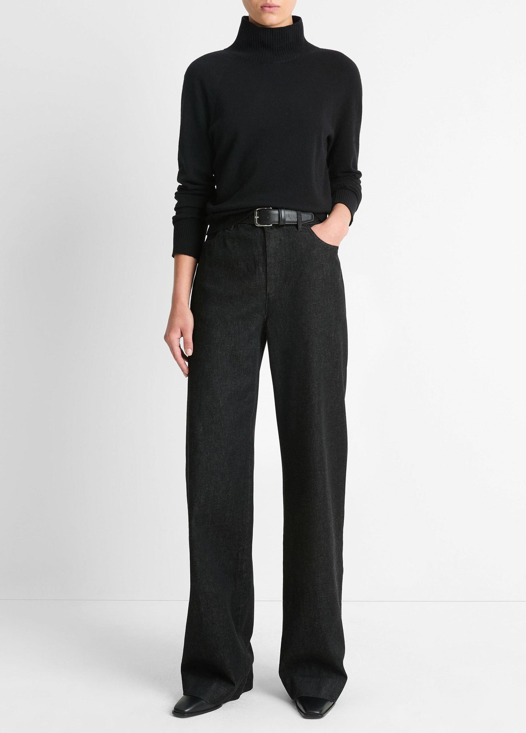 Washed Cotton Denim Double-Waistband Trouser Product Image