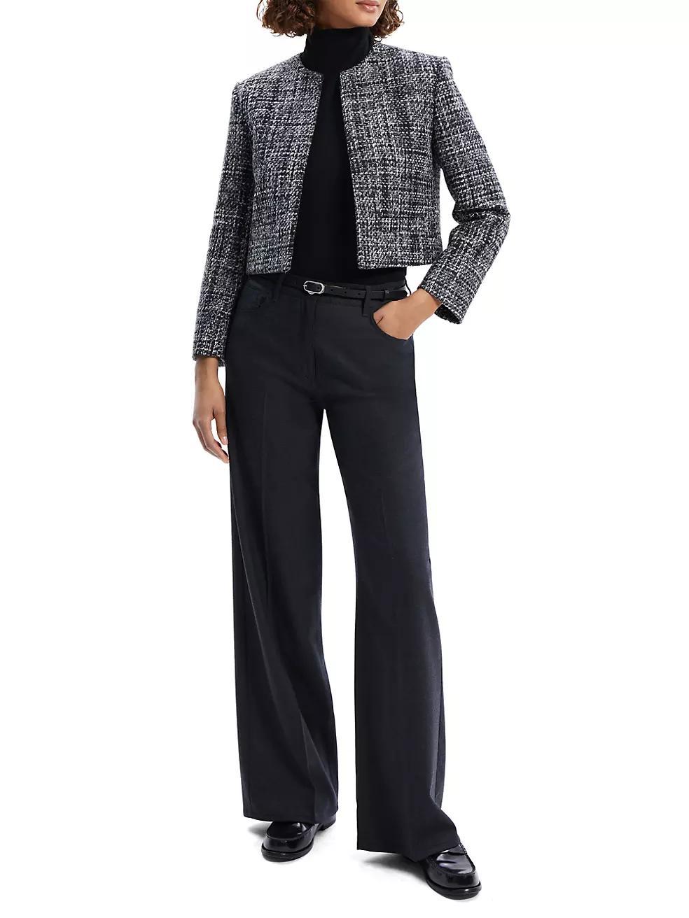 Wool-Blend Tweed Crop Jacket Product Image