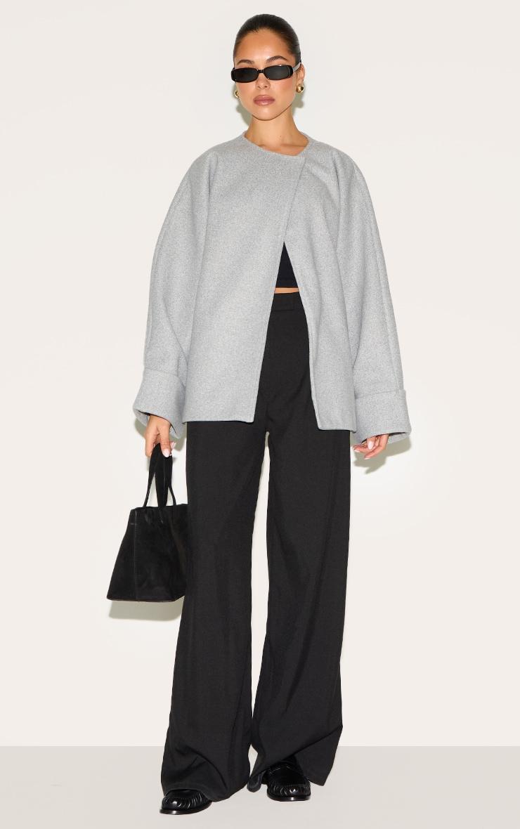 Grey Wool Look Batwing Jacket Product Image