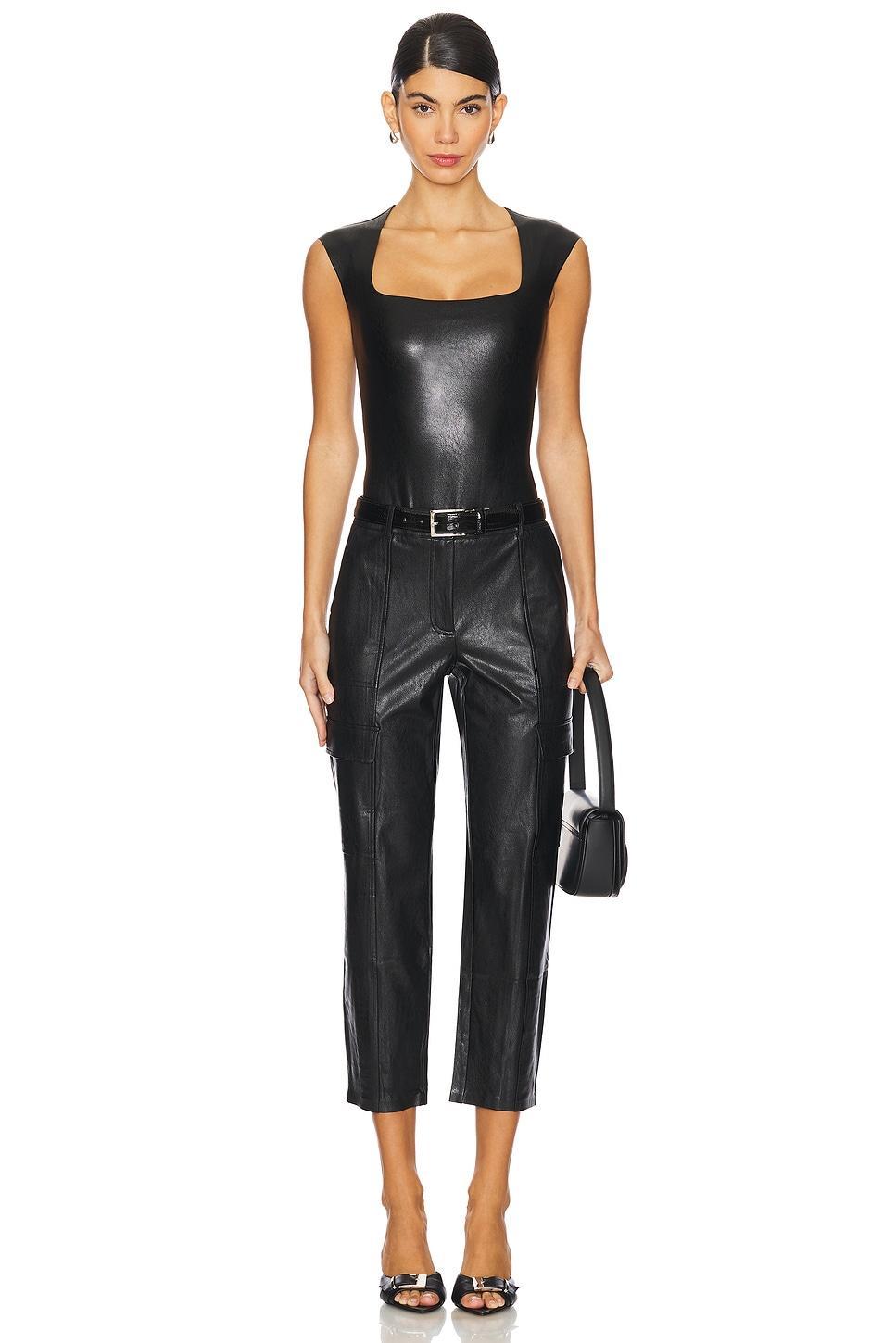 Faux Leather Cap Sleeve Bodysuit Commando Product Image