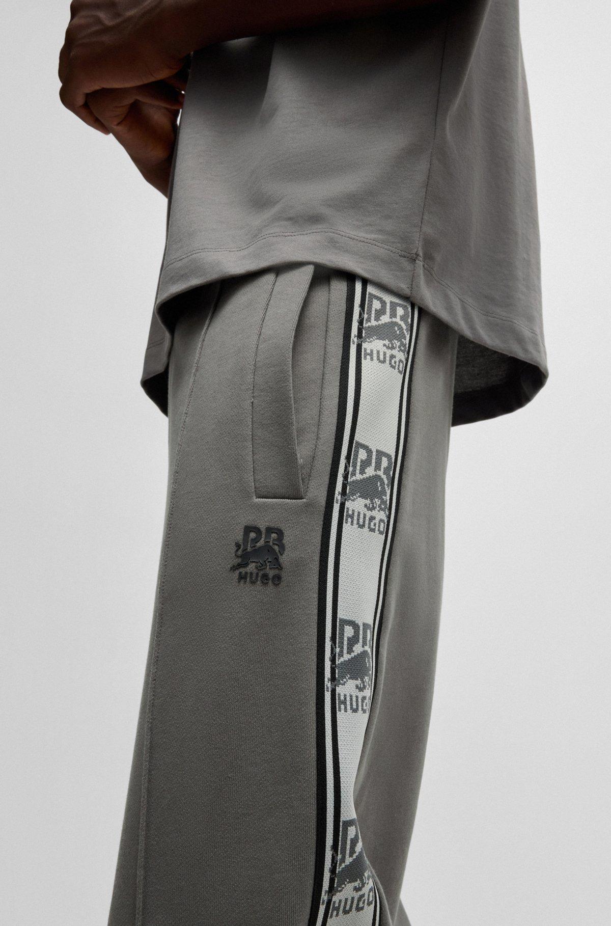 HUGO x RB cotton-terry tracksuit bottoms with logo tape Product Image
