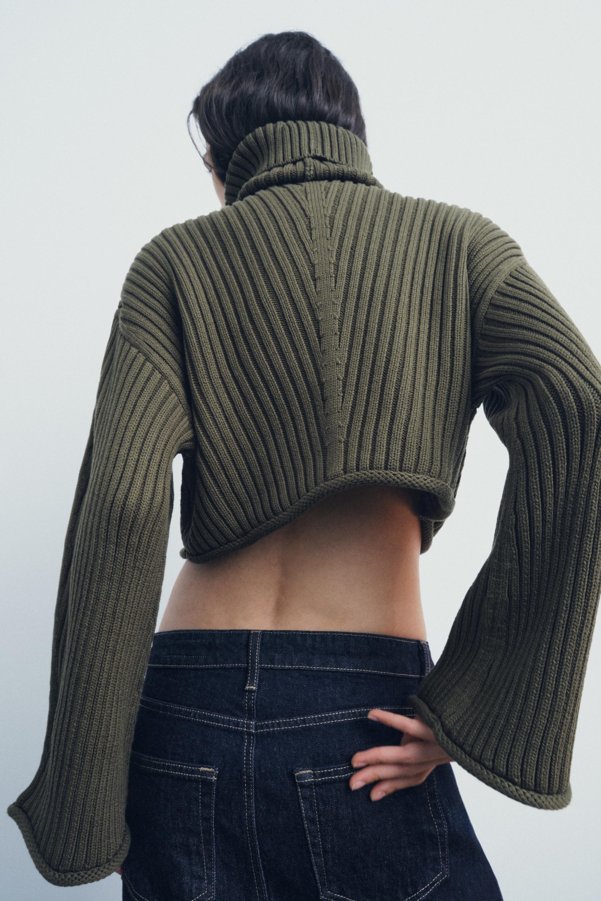 RIB KNIT CROP SWEATER Product Image