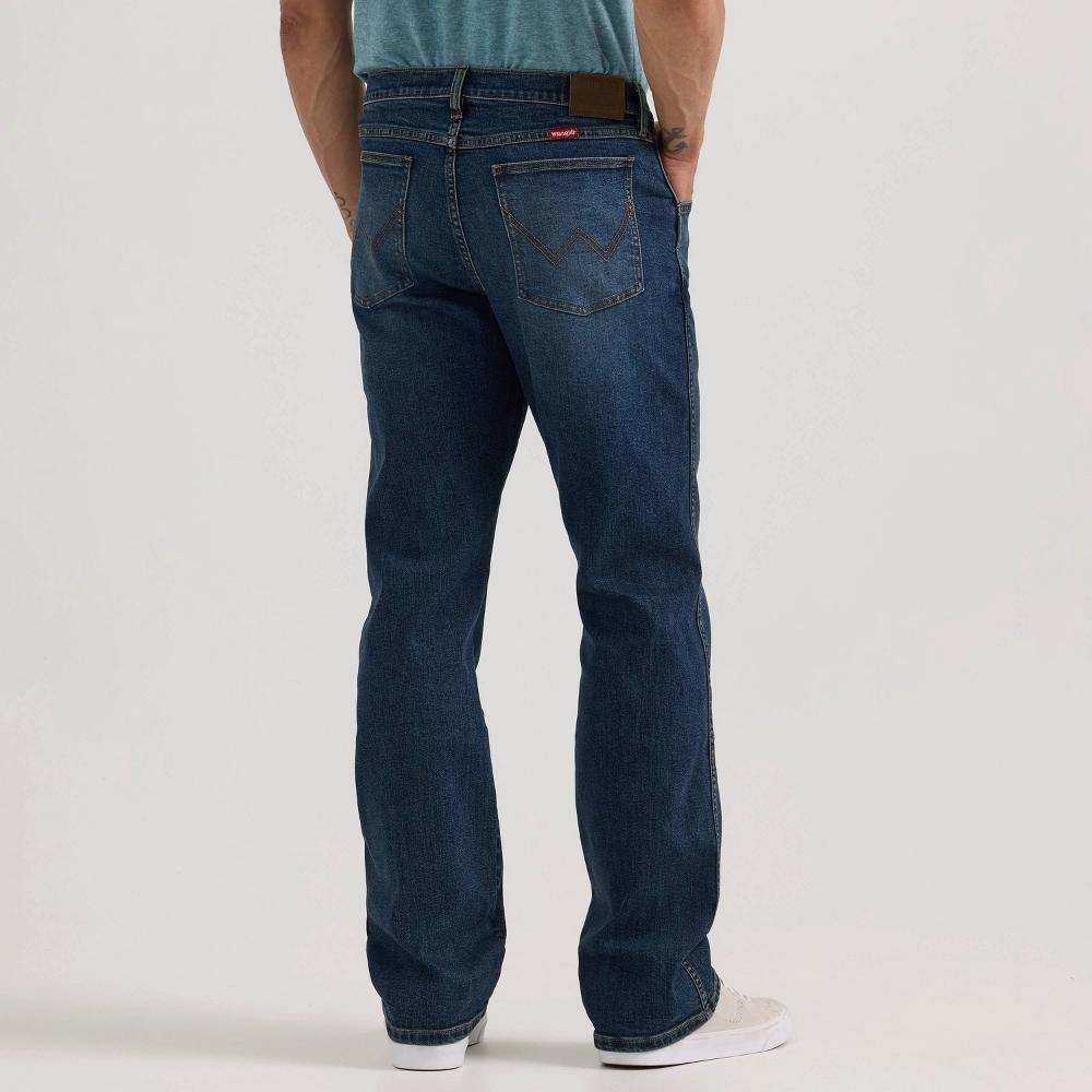 Wrangler Men's Relaxed Fit Bootcut Jeans - Dark Wash 32x32: Midweight Denim, Stretch, Solid Pattern, 32" Waist & Inseam Product Image