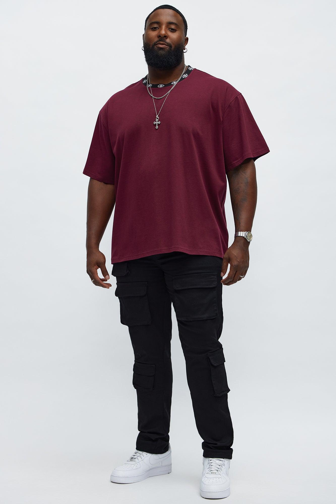 Short Sleeve Cross Collar Graphic - DarkRed Product Image