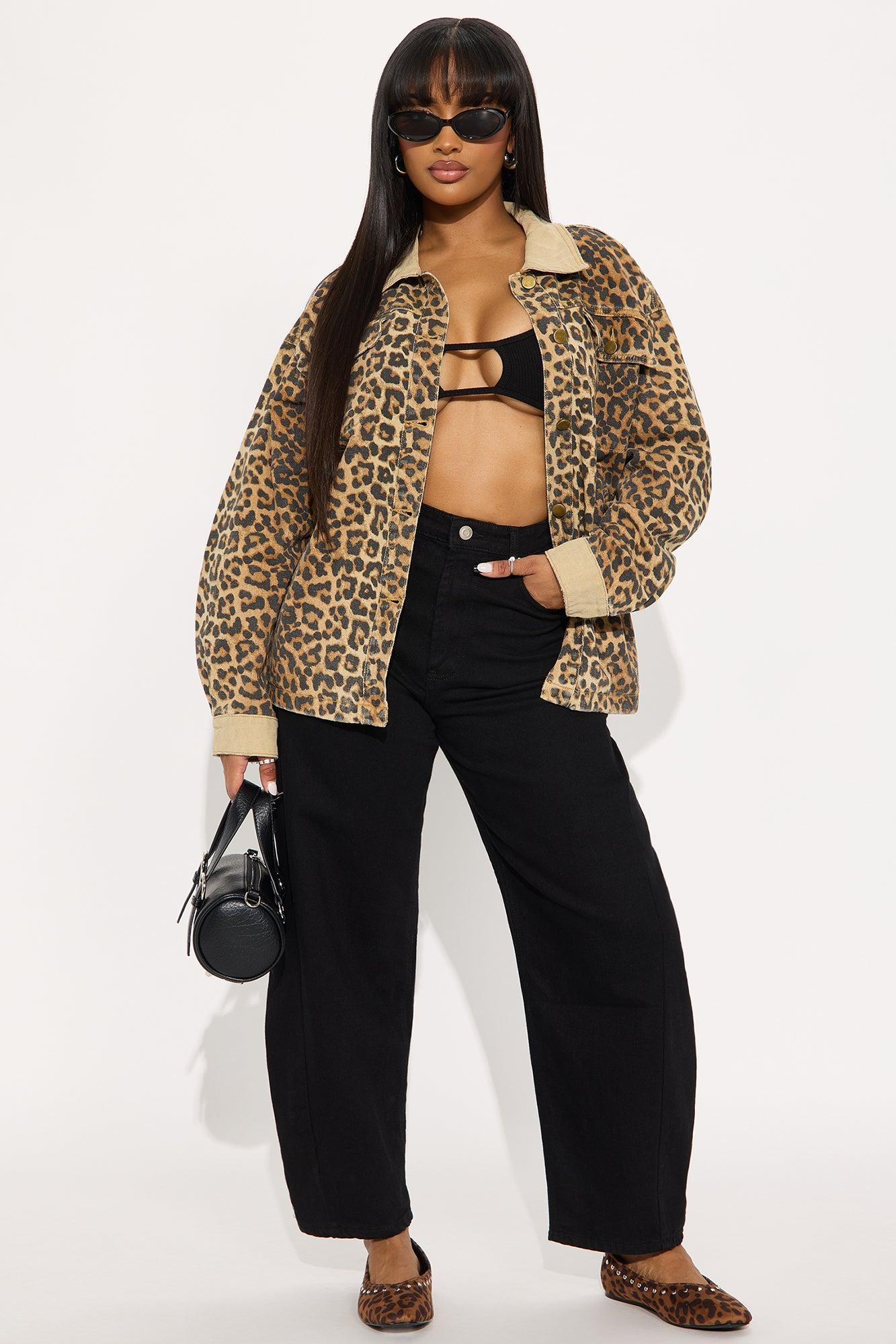 Denise Oversized Leopard Barn Jacket - Brown/combo Product Image