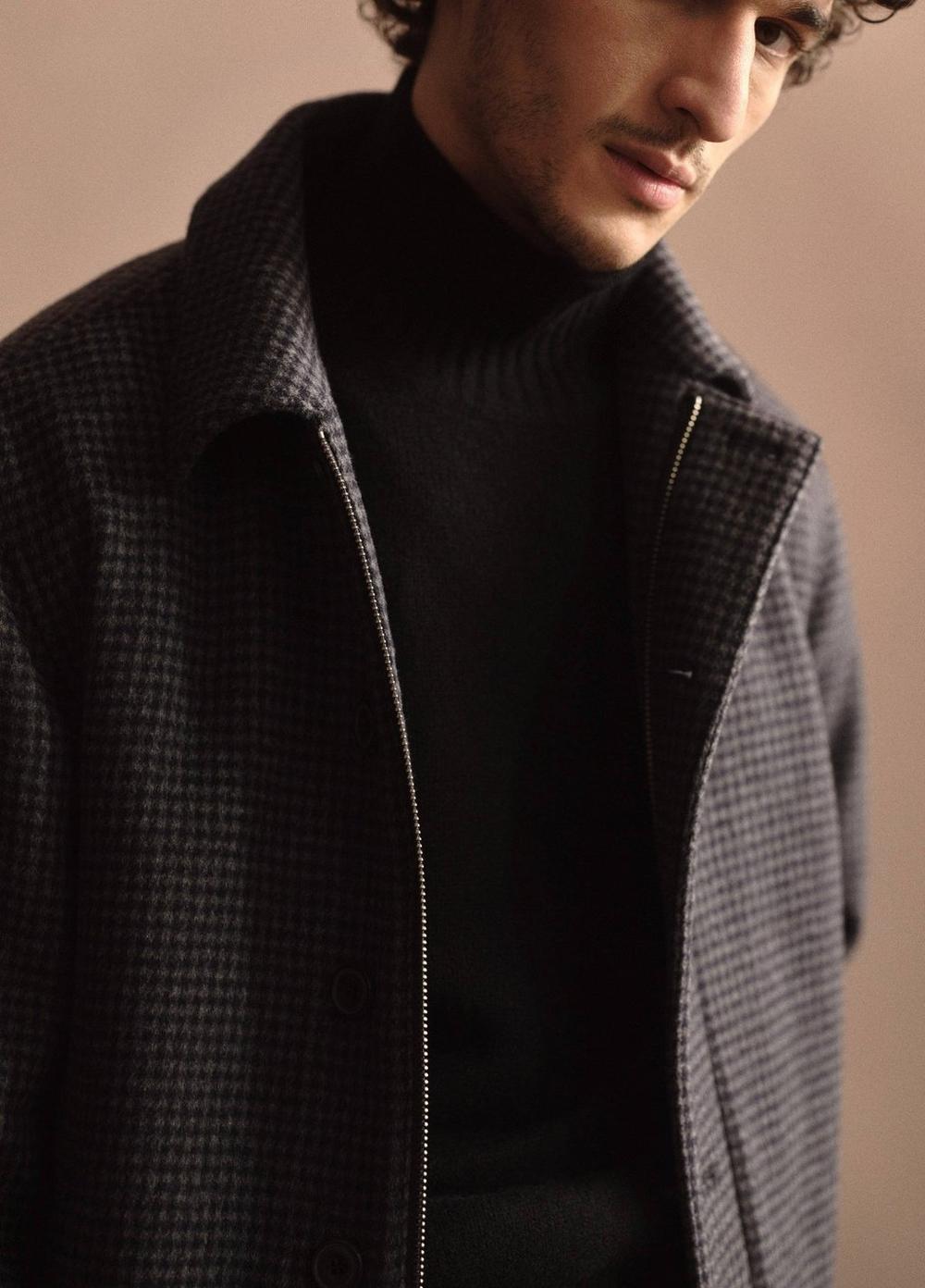 Mens Houndstooth Wool-Blend Deck Jacket, Coastal Blue/grey, Size L Vince Product Image