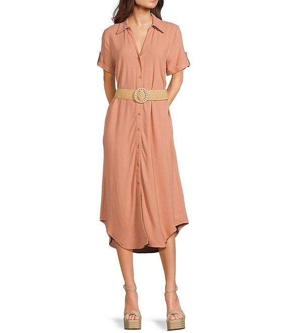 Blu Pepper Linen Blend Belated Shirt Dress Product Image