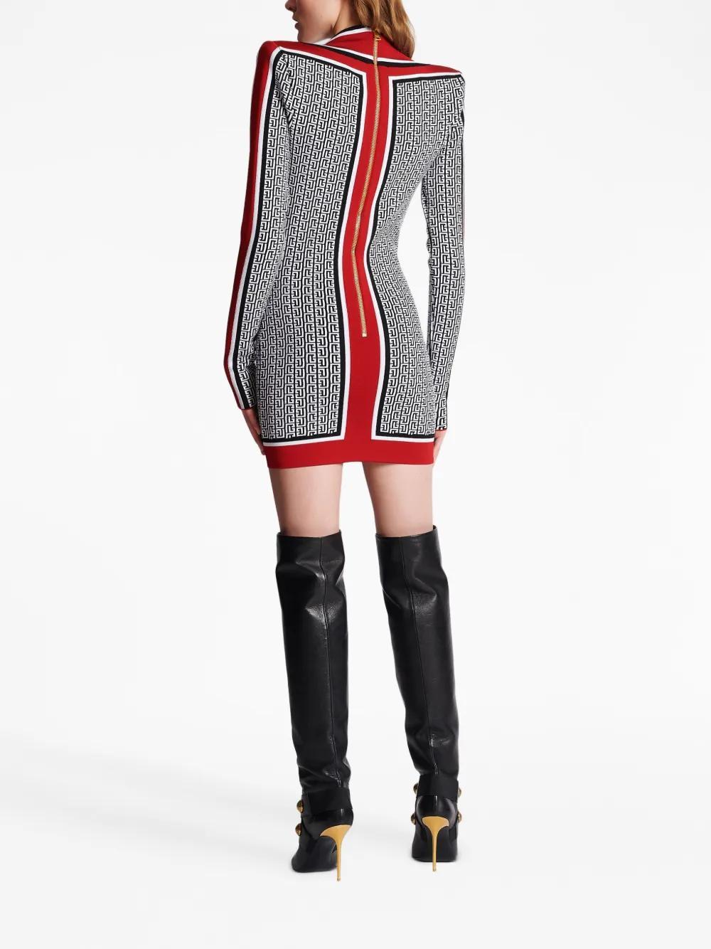 V-neck monogram knitted minidress Product Image