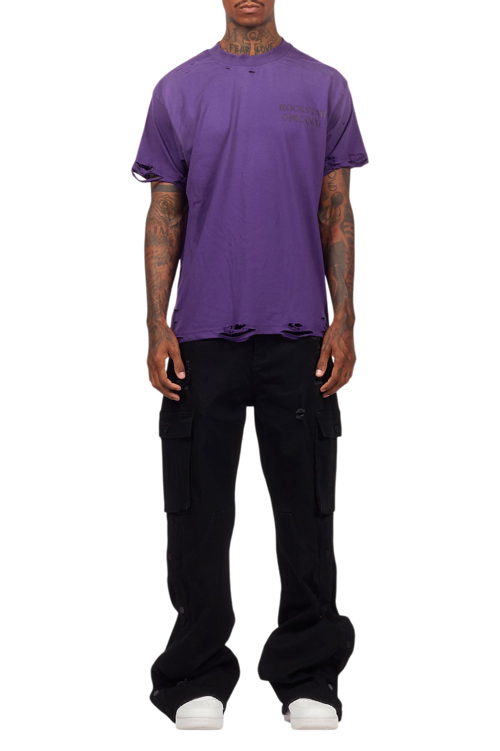 Drako Purple Oversized Graphic T-Shirt Male Product Image