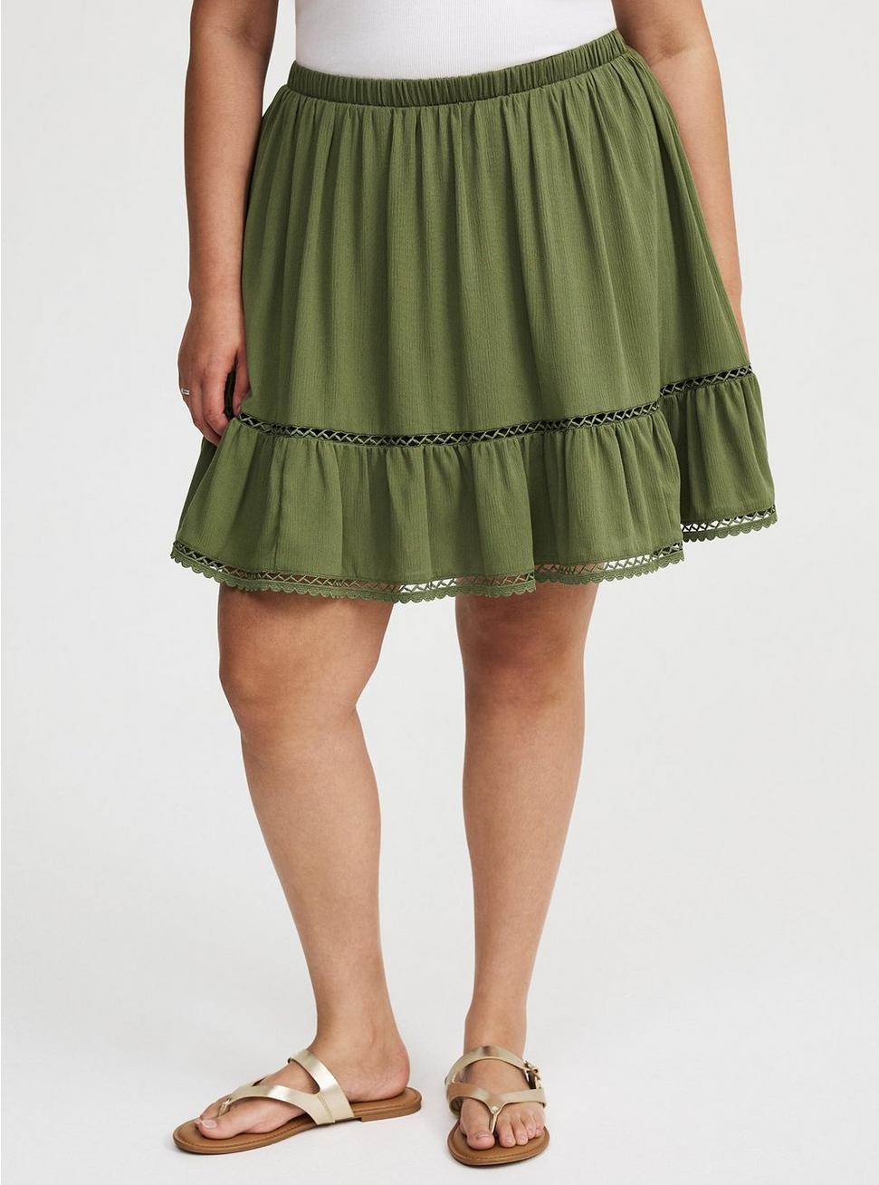 Tiered Lace Trim Mini Skirt Product Image