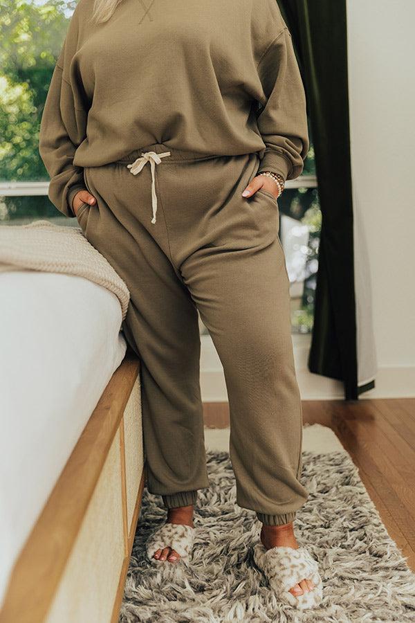 Down Time Joggers In Light Sage Curves Product Image