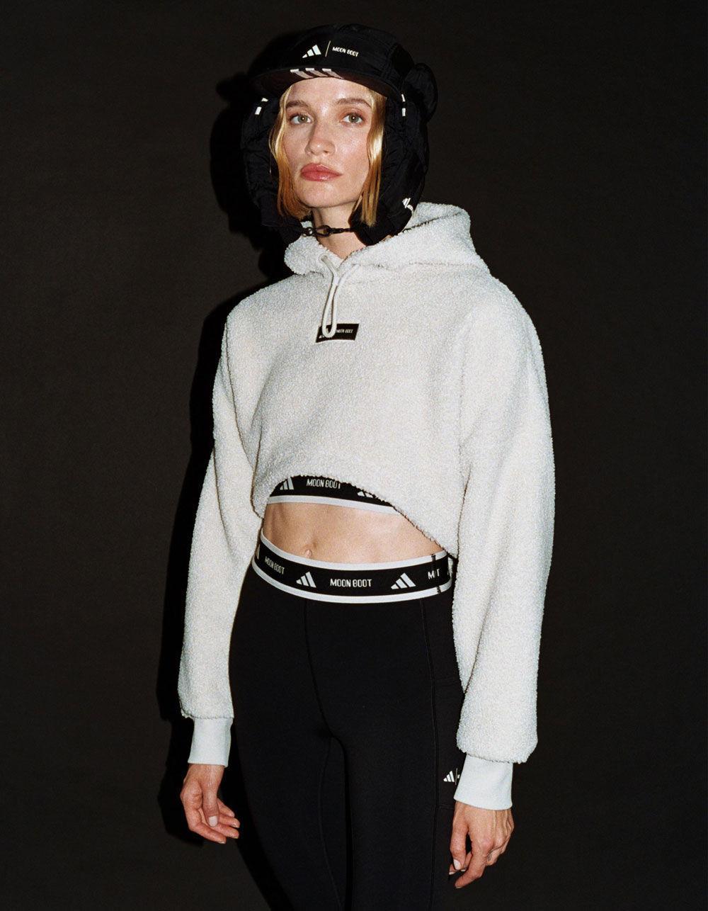 ADIDAS x MOON BOOT Cropped Womens Hoodie - CREAM Product Image