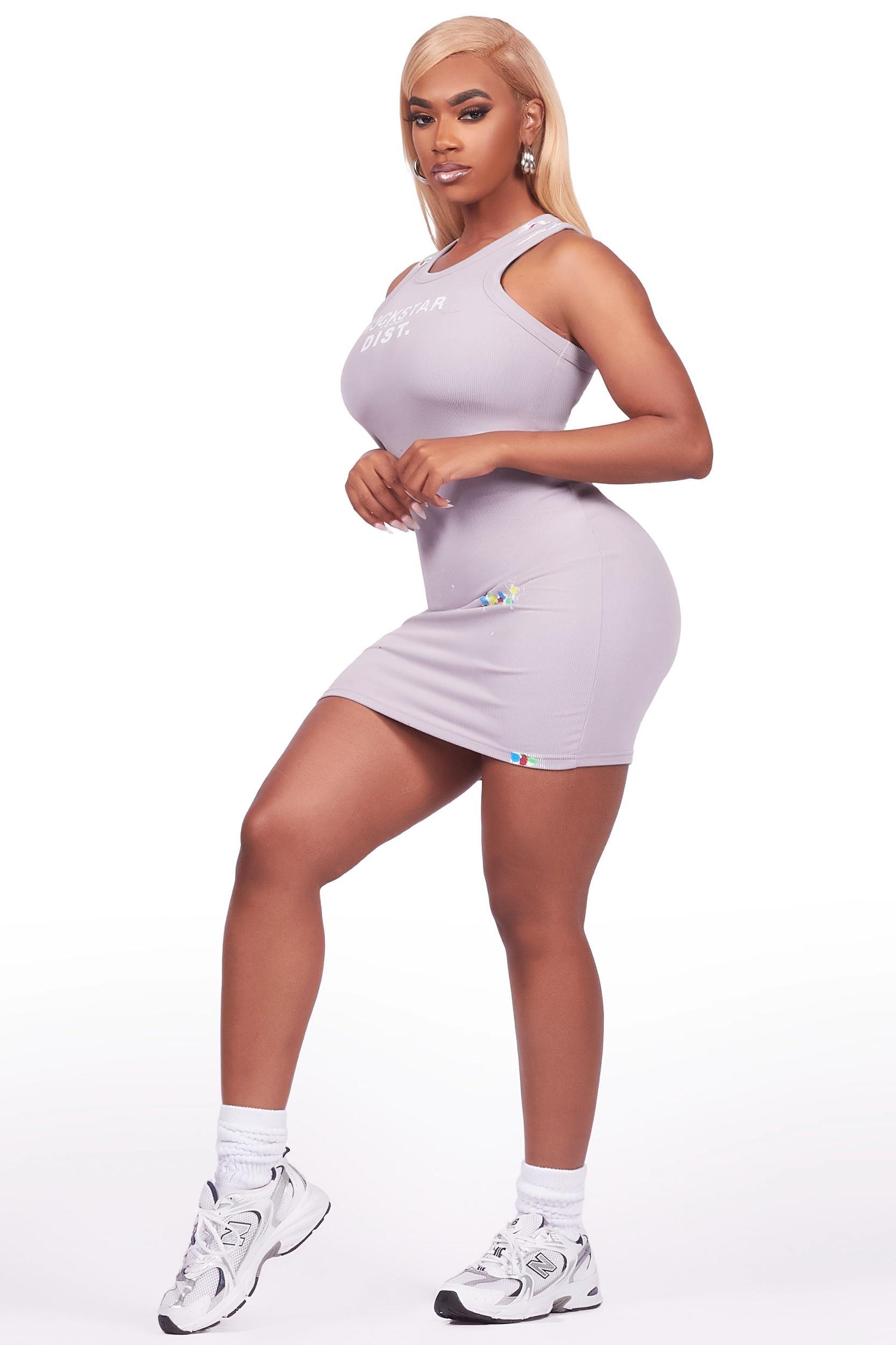 Candica Grey Mini Dress Female Product Image