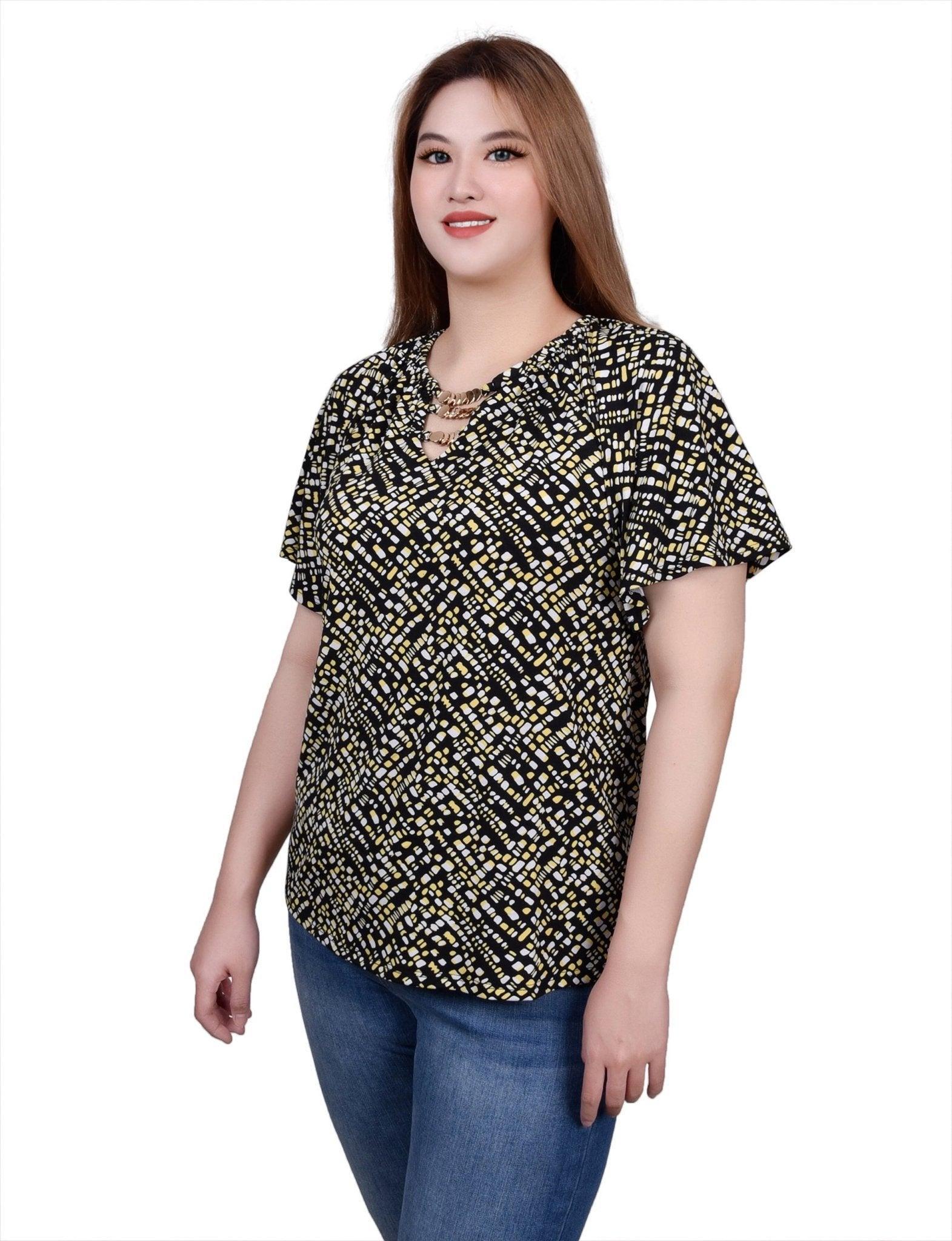 Raglan Sleeve Top With Chain Details - Petite Product Image
