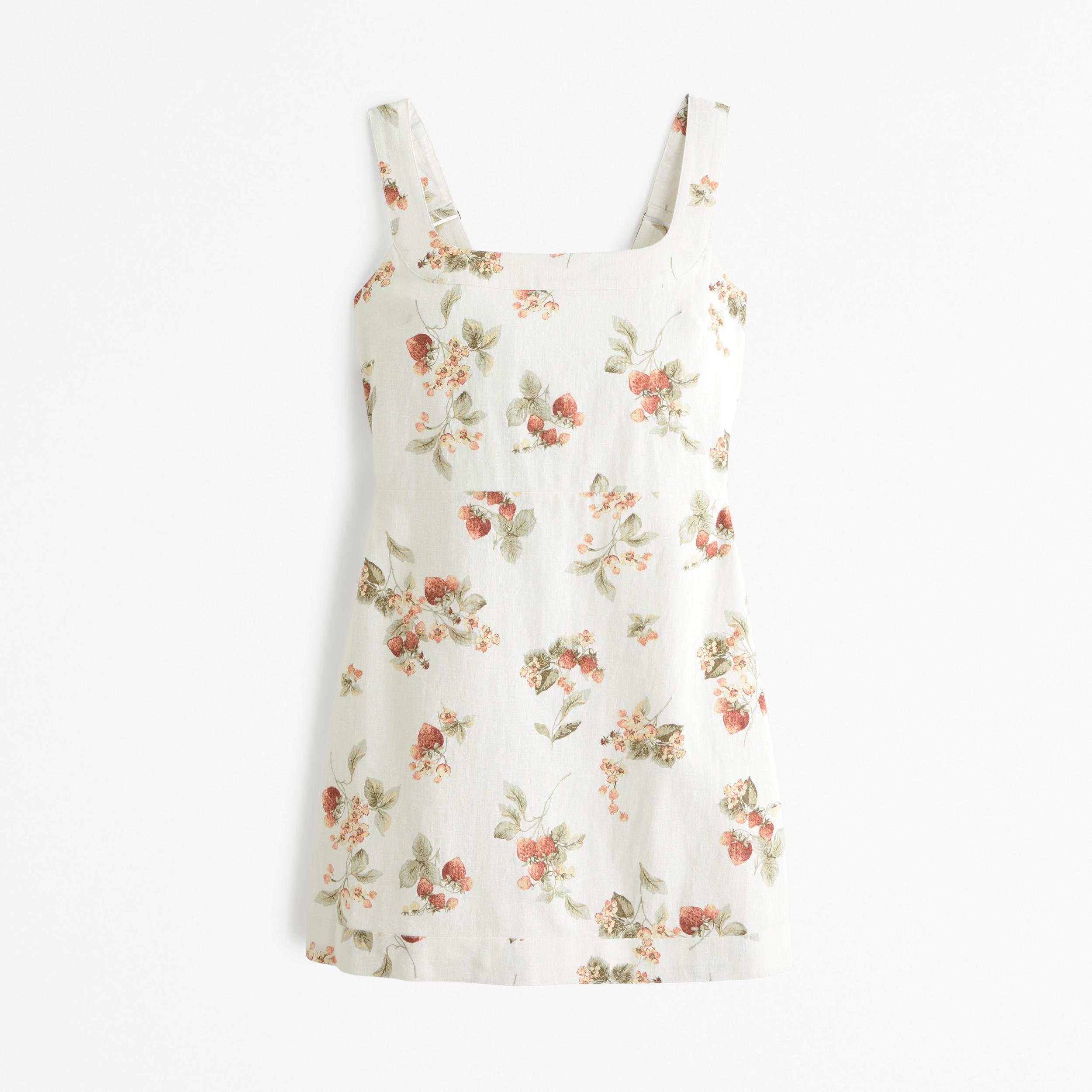 Linen-Blend Wide Strap Mini Dress Product Image