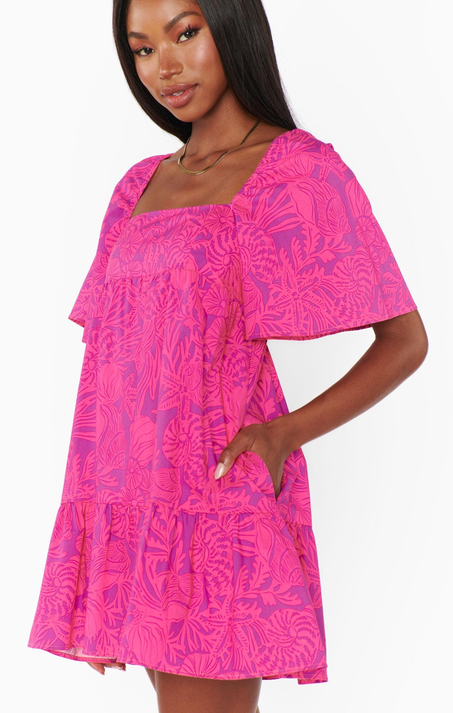 Erin Mini Dress ~ Pink Shells Poplin Product Image