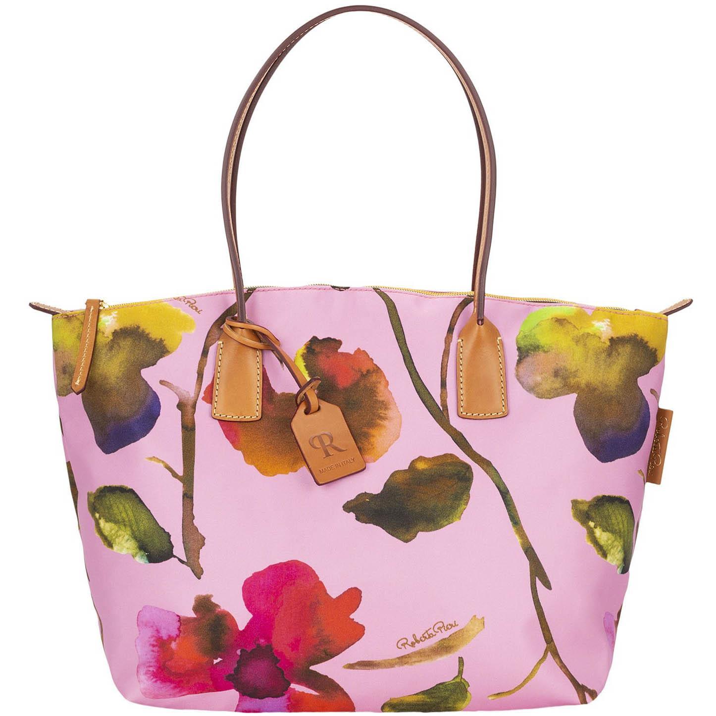 Dooney & Bourke Womens Roberta Pieri Flower Classic Large Robertina Fabric Tote Shopping Bag in White Product Image