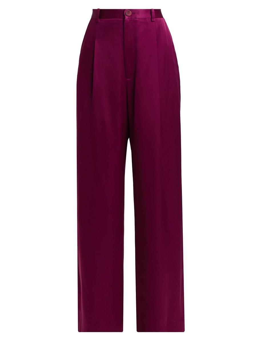 Womens Relaxed Pleated Satin Pants Product Image