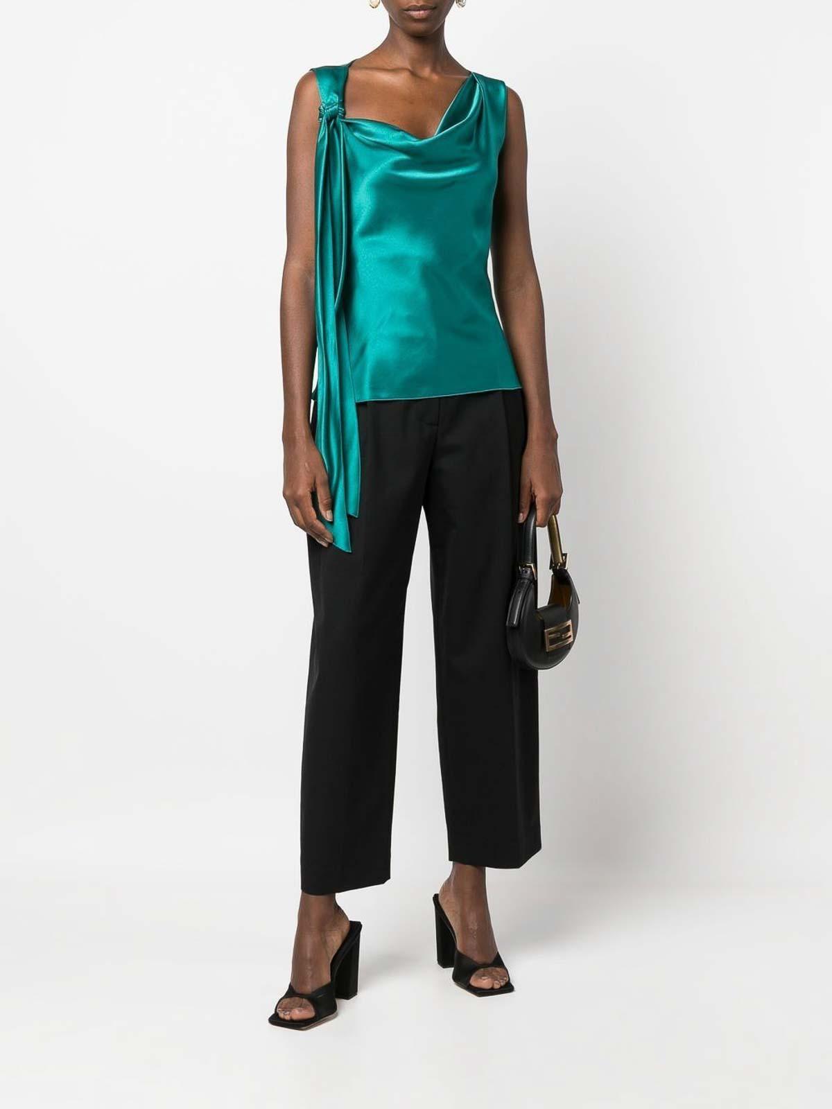ALBERTA FERRETTI Bow-detailed Sleeveless Top In Green Product Image
