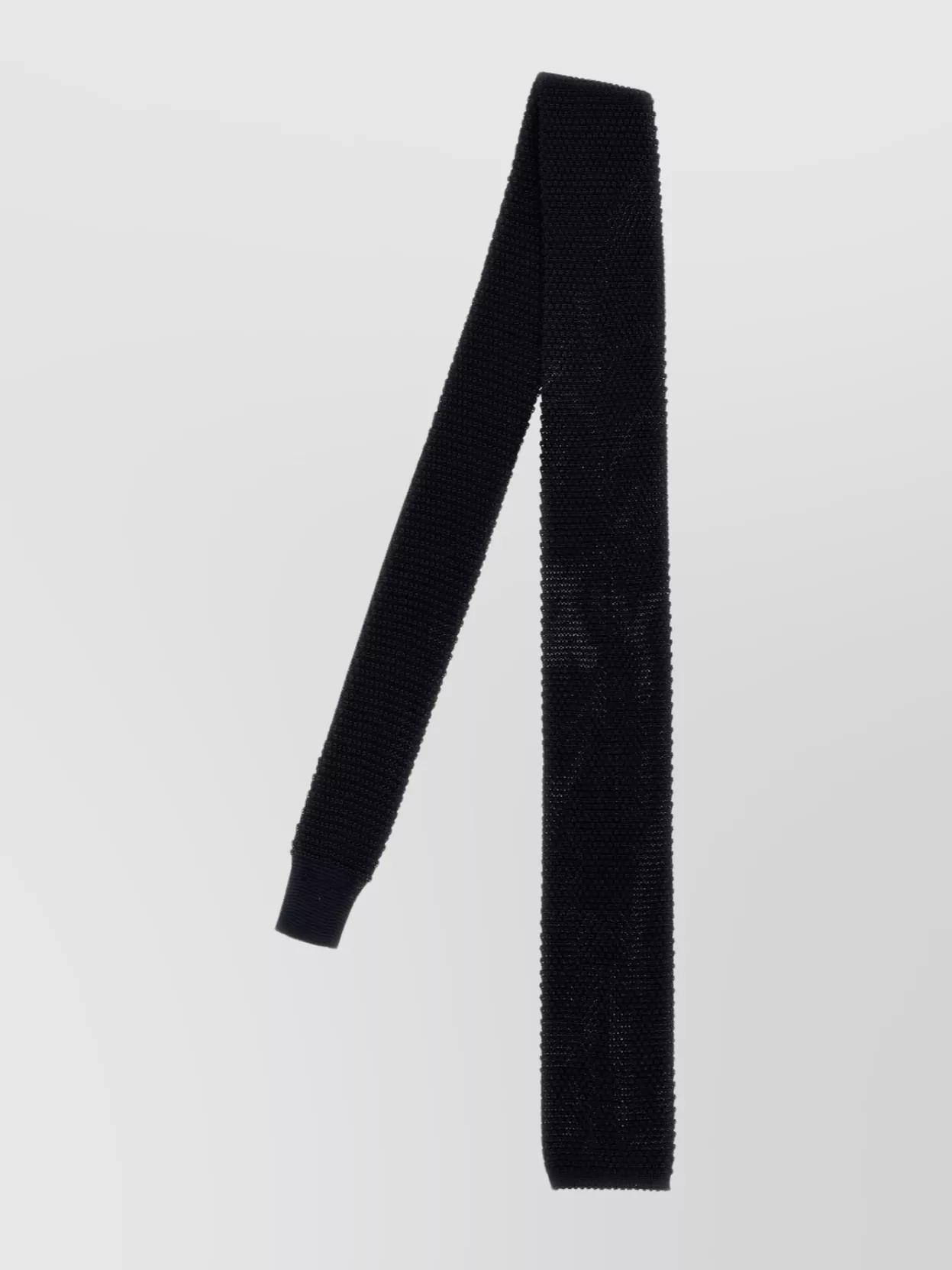 BRUNELLO CUCINELLI Slim Knitted Texture Tie In Black Product Image
