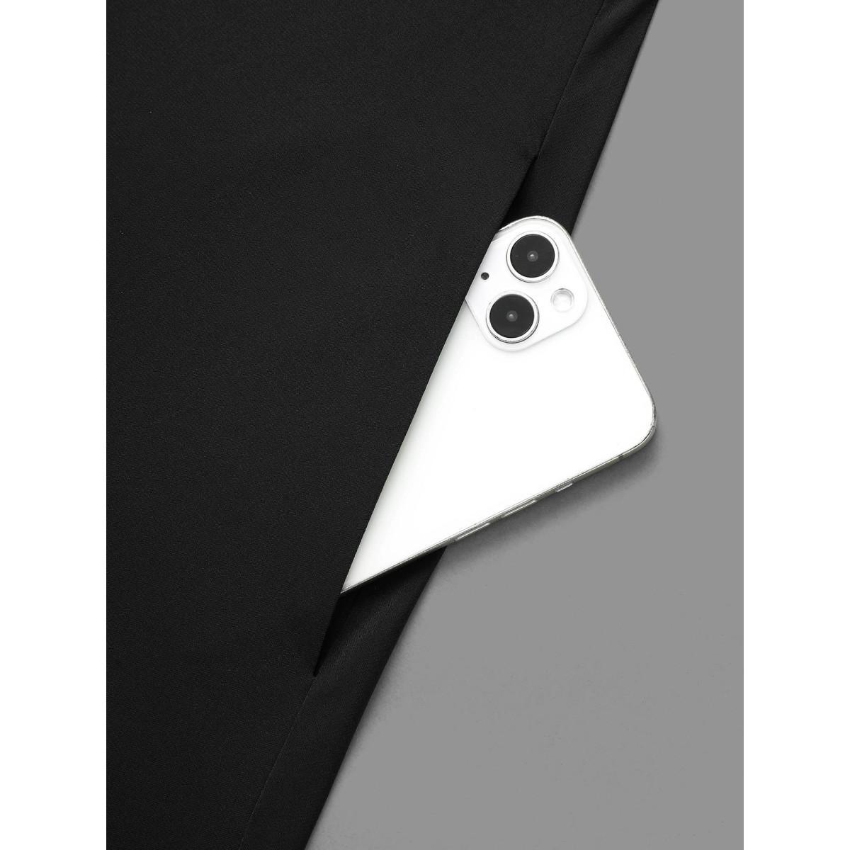 Plus Size Polka Dot Patchwork Keyhole Dress Black Women At the Office Patchwork Mock Neck Long Sleeve Curvy BloomChic 30/6X Product Image