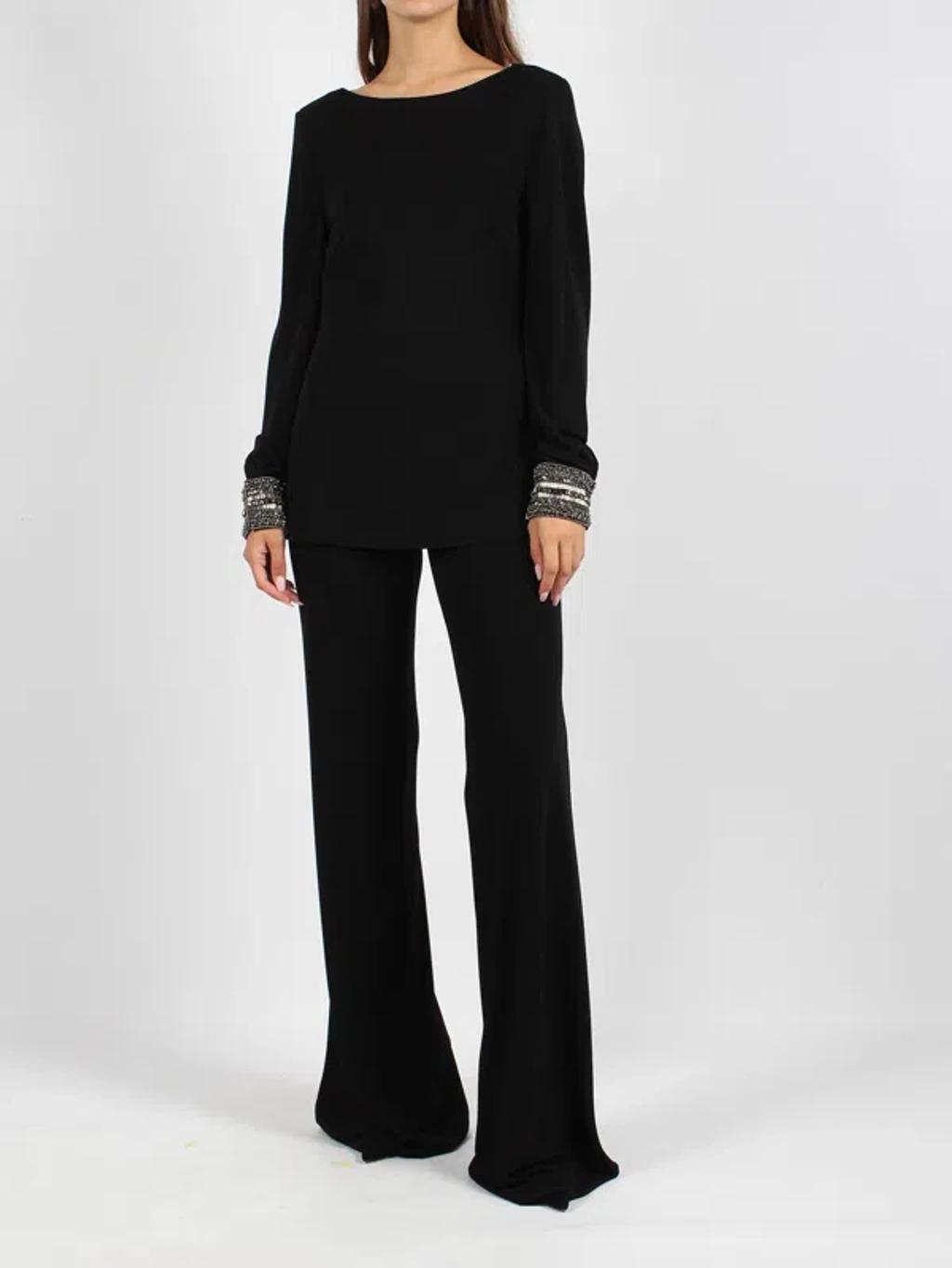 ALBERTA FERRETTI Elasticated Waistband Wide In Black Product Image