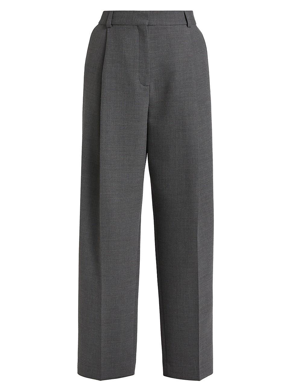 Womens Pleated Straight Trousers Product Image